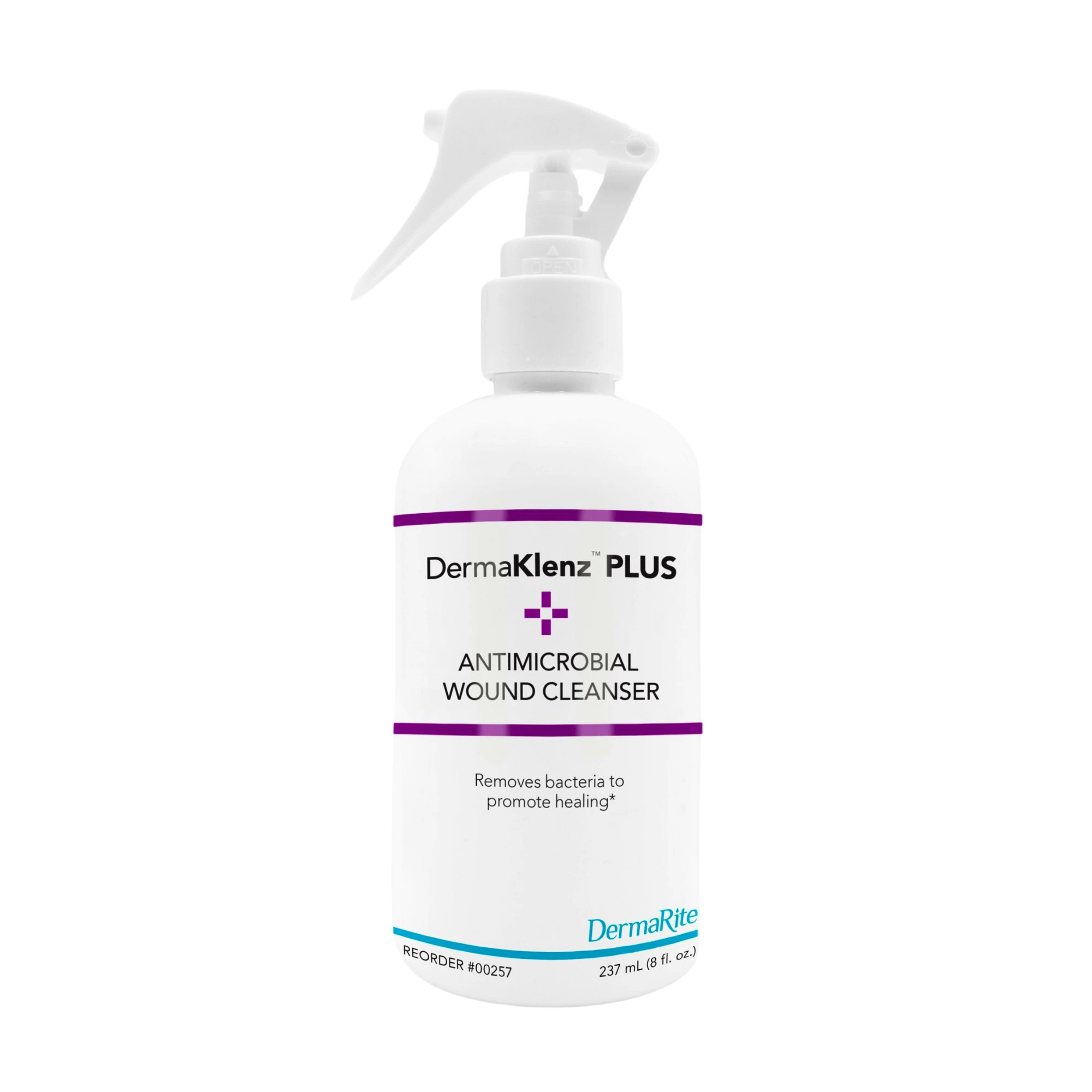 DermaKlenz PLUS Wound Cleanser, 8 oz Spray Bottle, Hypochlorous Acid, Clear, Antimicrobial, Disposable, 6/Case