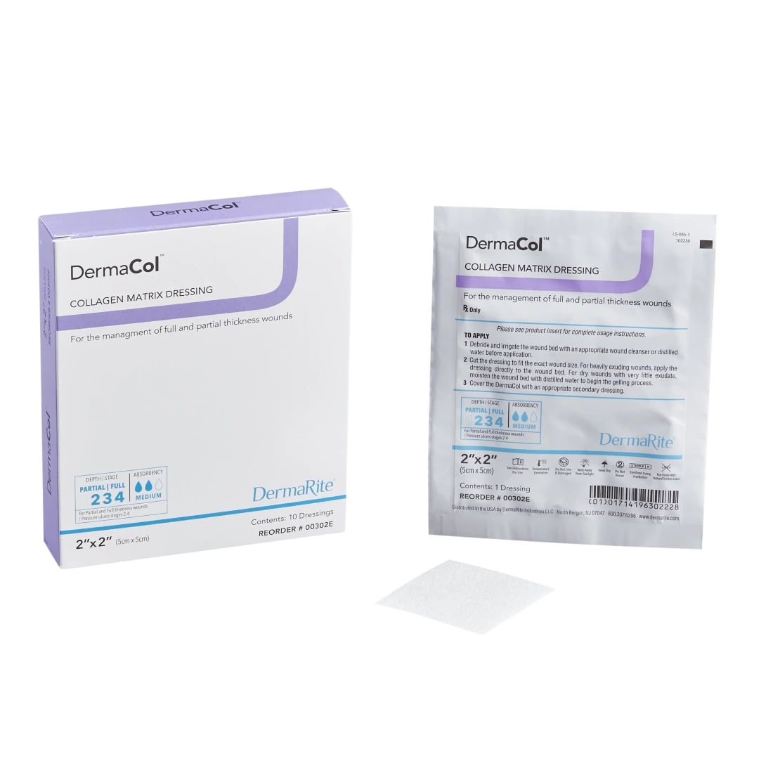 DermaCol Collagen Matrix Dressing, 2x2" Sterile Square