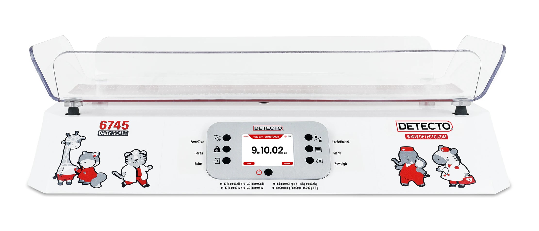 Detecto Digital Touch Screen Baby Scale, 30 lb Capacity, Color Touch Screen, Each
