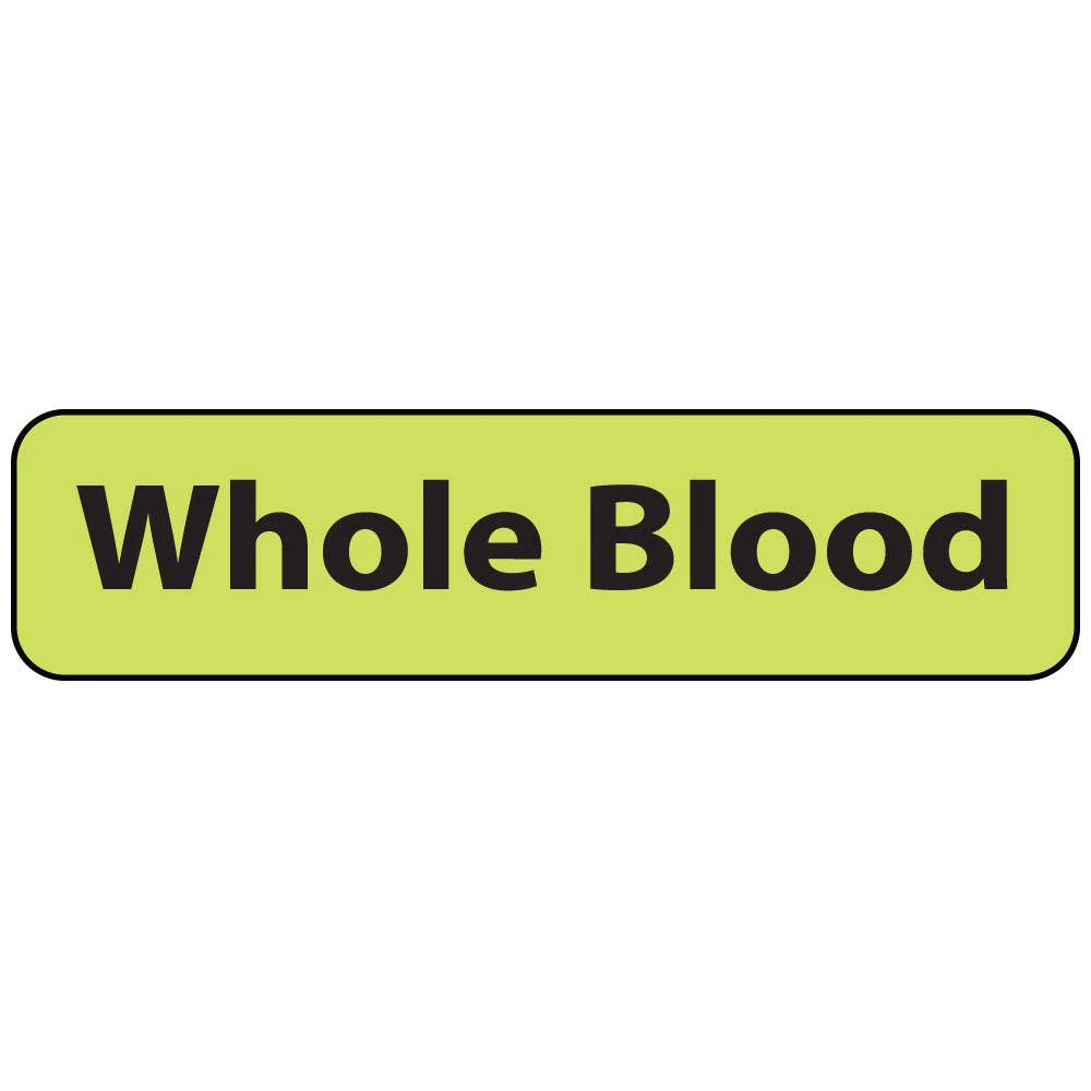 MedVision Paper Labels for Whole Blood, Fluorescent Chartreuse, 1-1/4" x 5/16", Removable, 760/Roll