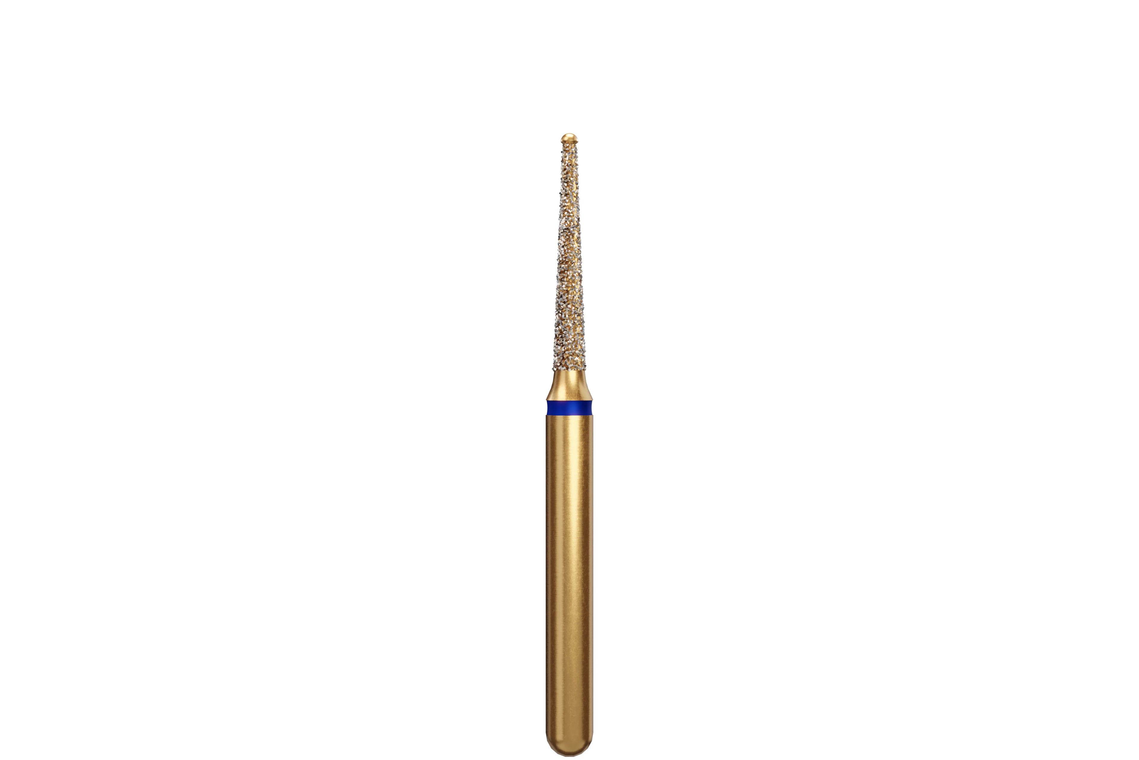 Coltene Alpen Multi-Use Multilayer Diamond Bur, FG, Medium Grit, Round End Taper with Safe End, #851-012, 1.2 mm Head Diameter, 8 mm Head Length, 5/Pkg