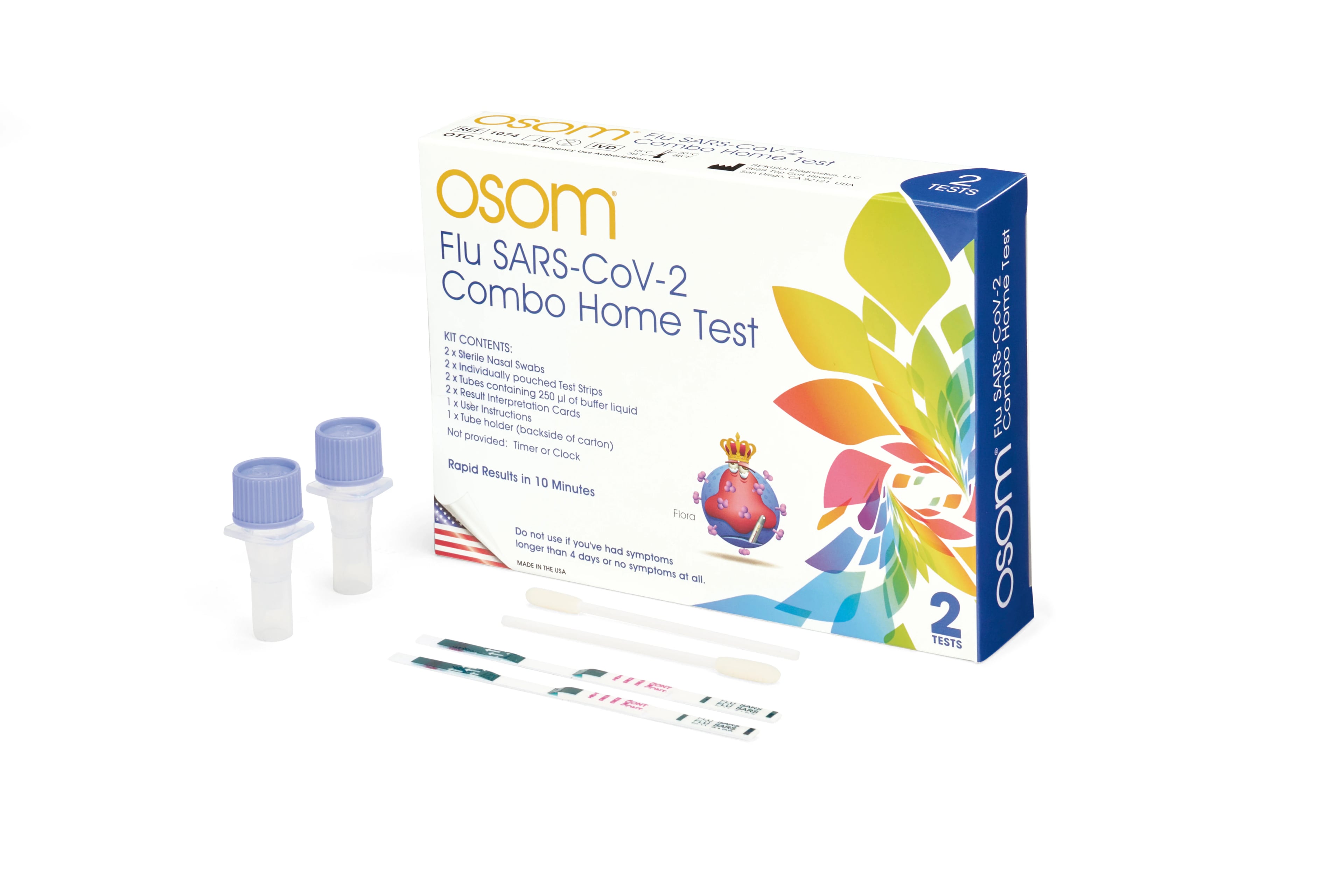 OSOM Flu SARS-CoV-2 Combo Rapid Test Kit, OTC, 2 Tests/Package