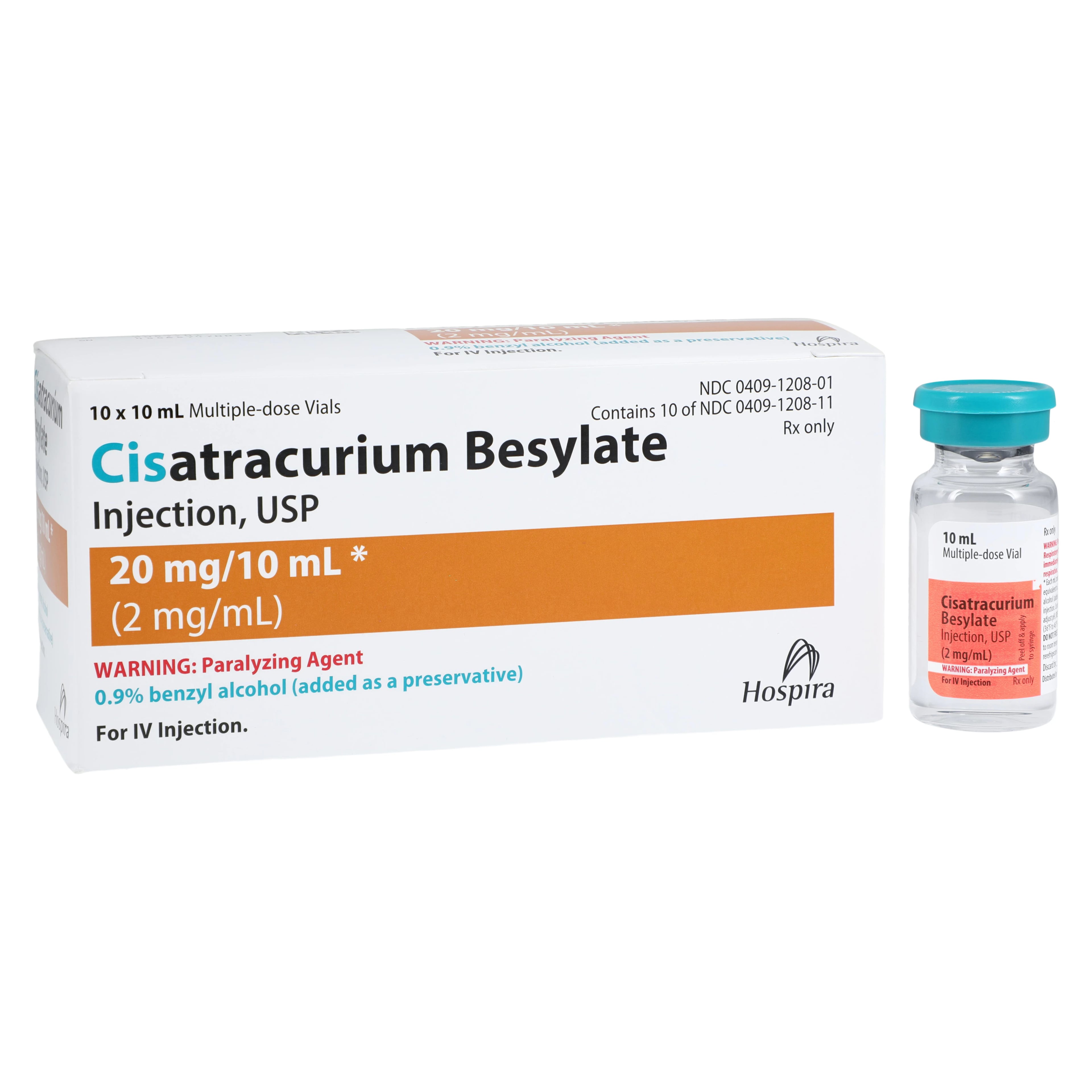 Cisatracurium Besylate Injection, 2 mg/mL, Multiple-Dose Vial, 10 mL, 10/Package
