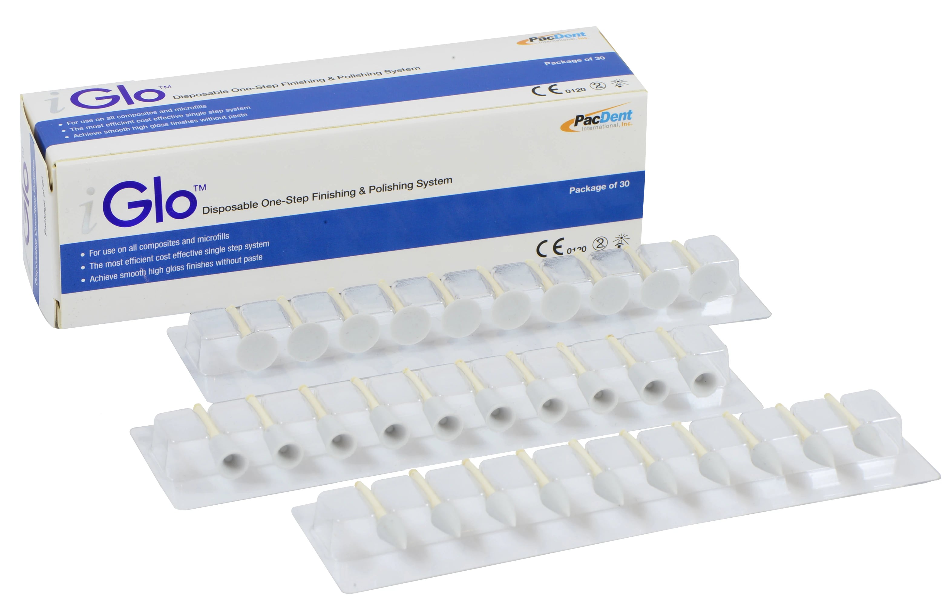 iGlo Disposable One-Step Silicone Polisher Combo Kit, Assorted (10 Cups, 10 Discs, 10 Points), 30/Pk, PG-01