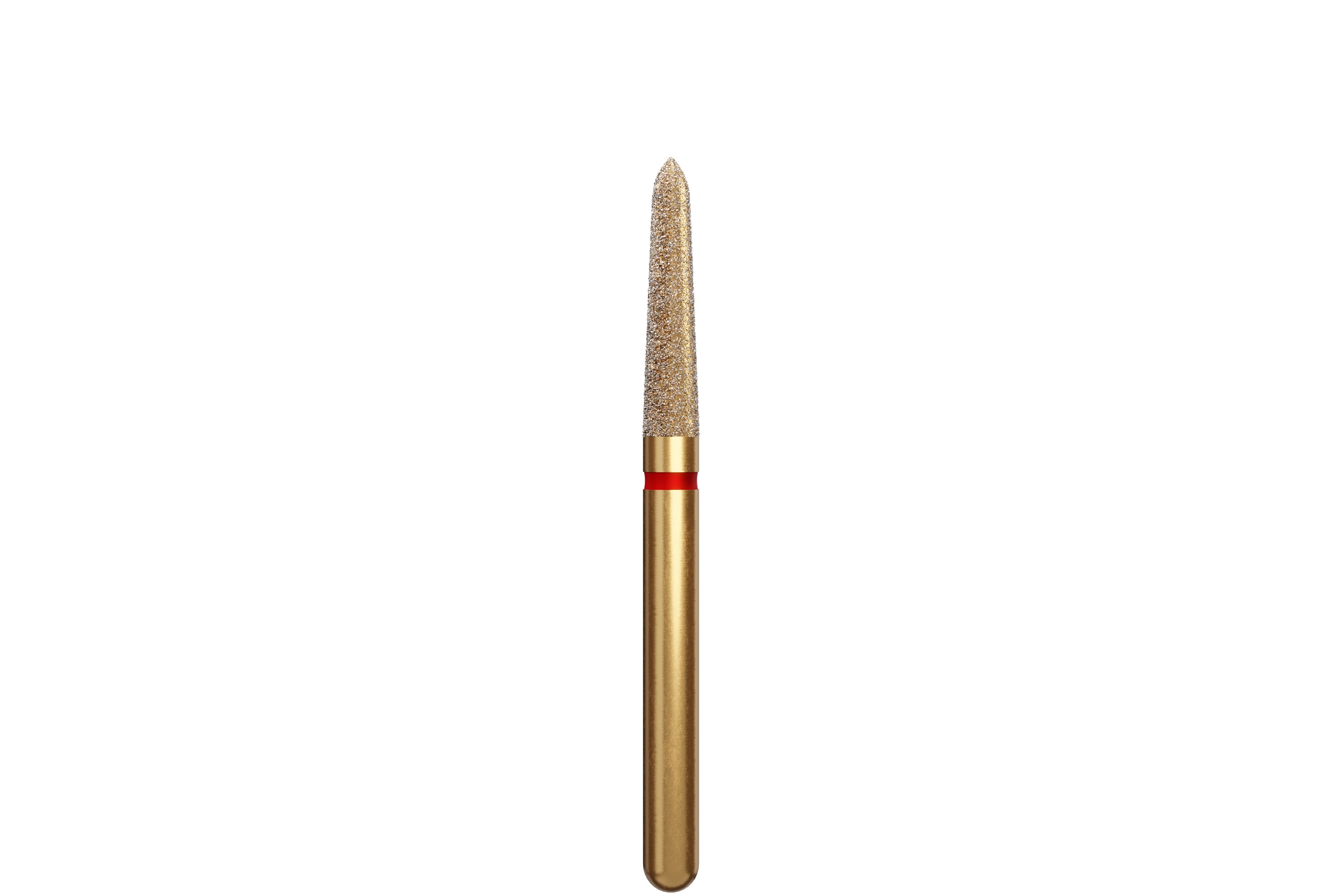 Coltene Alpen Multi-Use Multilayer Diamond Bur, Fine Grit, Tapered Torpedo/Curettage, FG, 1.8 mm Head Diameter, 8 mm Head Length, 5/Pkg, #878K-018