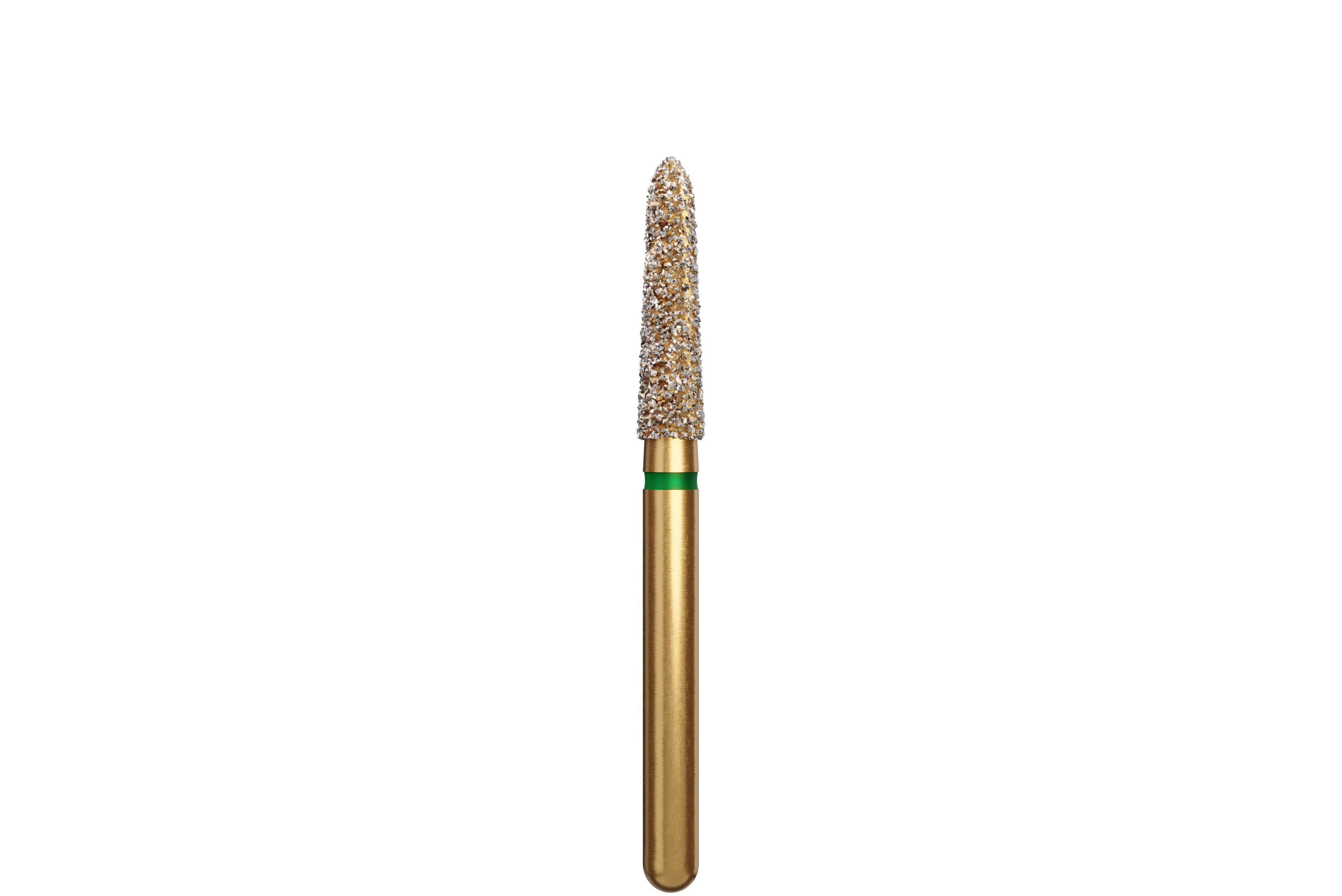 Coltene Alpen Multi-Use Multilayer Diamond Bur, Super Coarse, Tapered Torpedo/Curettage, FG, 2.1 mm Head Diameter, 8 mm Head Length, 5/Pkg, #878K-021