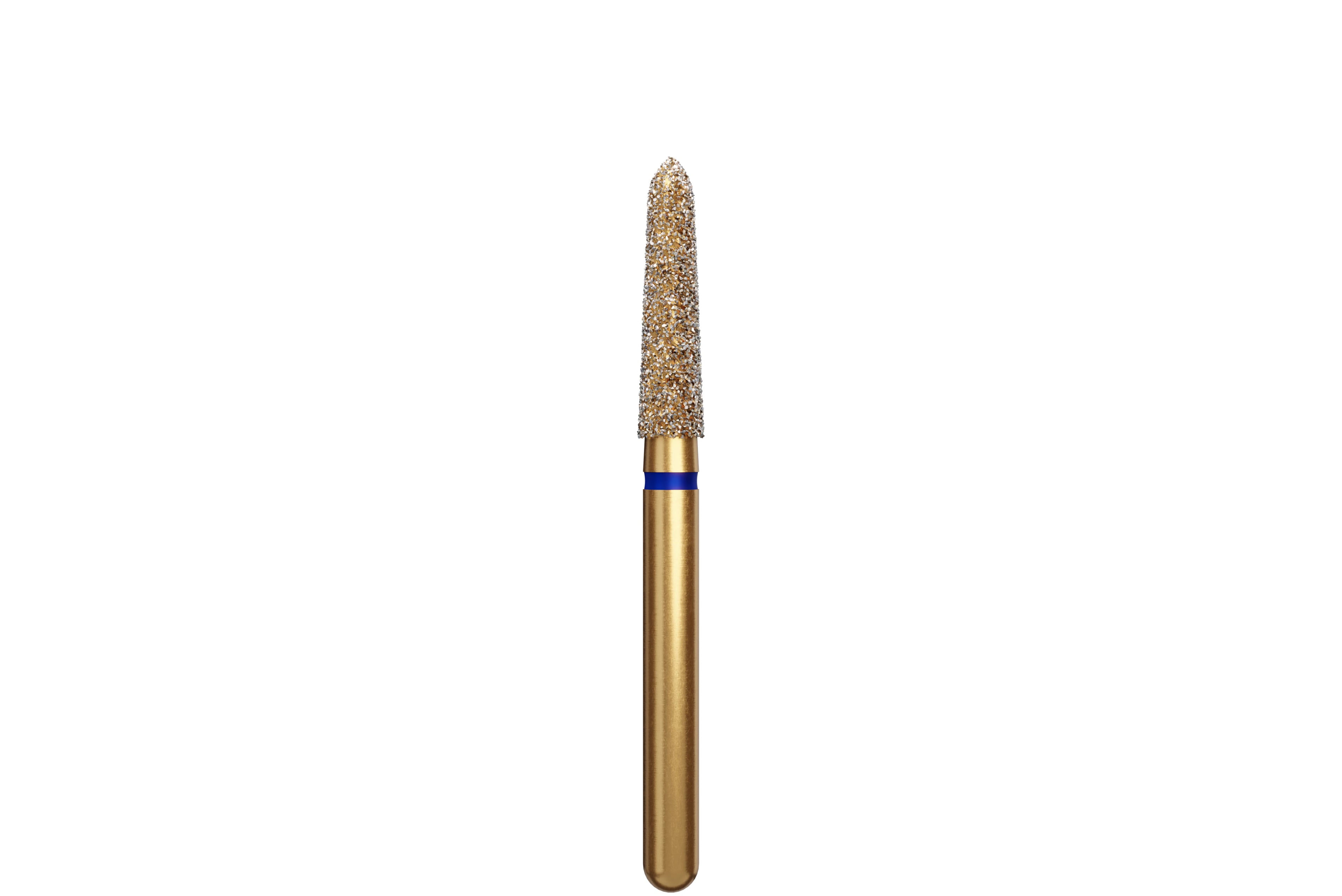 Coltene Alpen Multi-Use Diamond Bur, FG, Medium Grit, Tapered Torpedo/Curettage, #878K-021, 2.1mm Head Diameter, 8mm Head Length, 5/Pkg