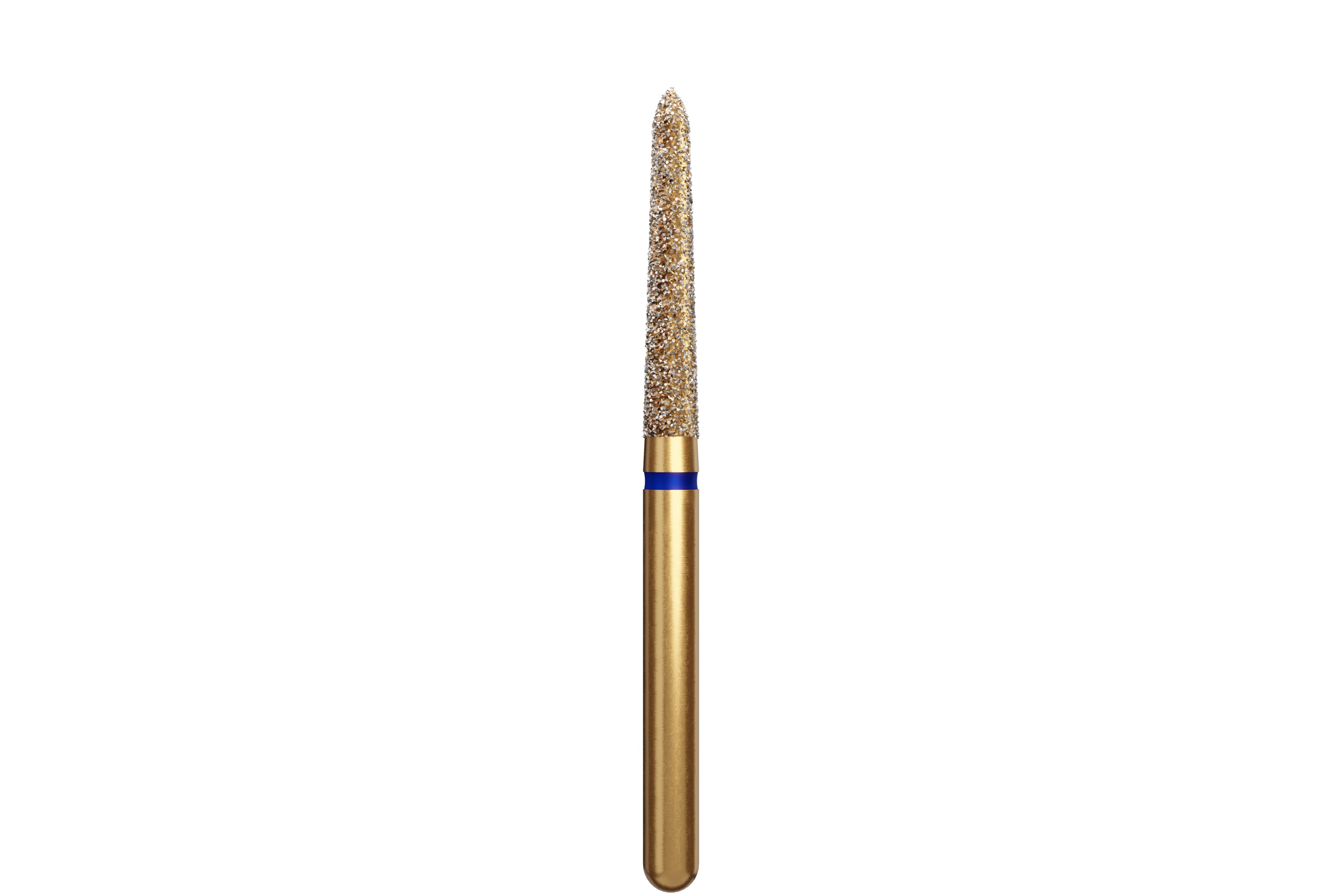Coltene Alpen Multi-Use Multilayer Diamond Bur, FG, Medium Grit, Tapered Torpedo/Curettage, #879K-018, 1.8 mm Head Diameter, 10 mm Head Length, 5/Pkg