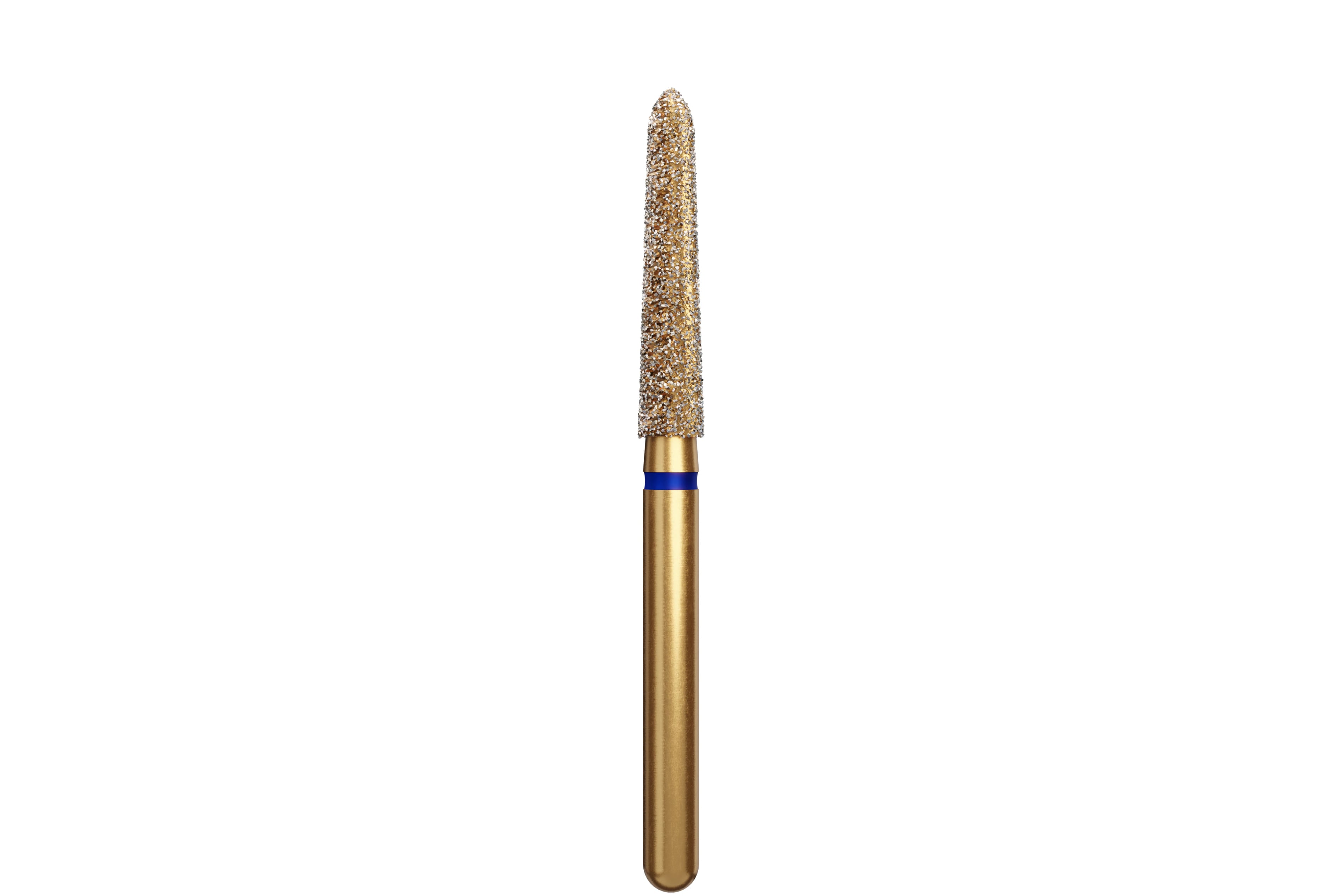 Coltene Alpen Multi-Use Multilayer Diamond Bur, FG, Medium Grit, Tapered Torpedo/Curettage, #879K-021, 2.1 mm Head Diameter, 10 mm Head Length, 5/Pkg