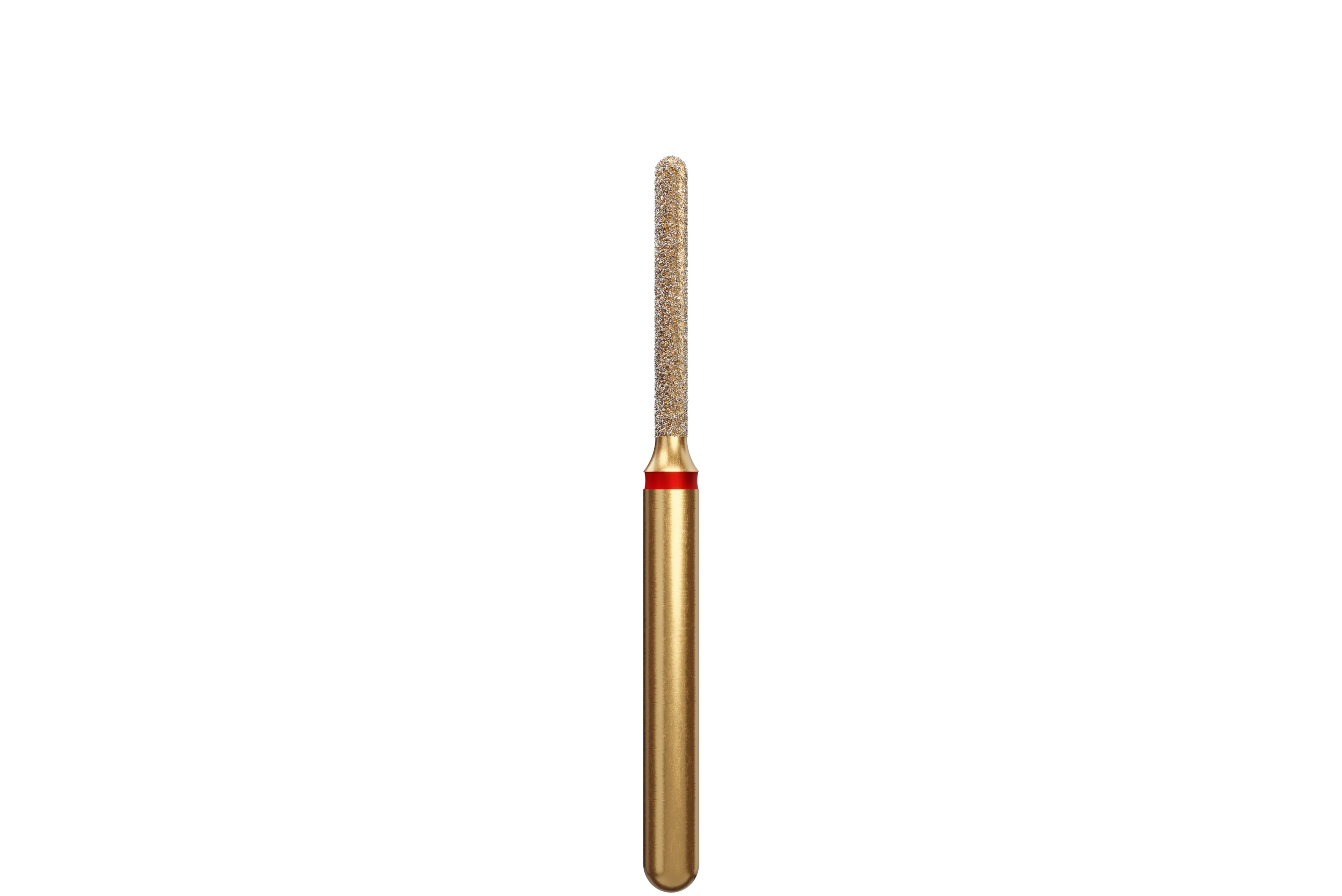 Coltene Alpen Multi-Use Multilayer Diamond Bur, FG, Fine, Red Ring, Round End Cylinder, #881, 1 mm Head Diameter, 8 mm Head Length, 5/Pkg (G881-314-010-08.0)