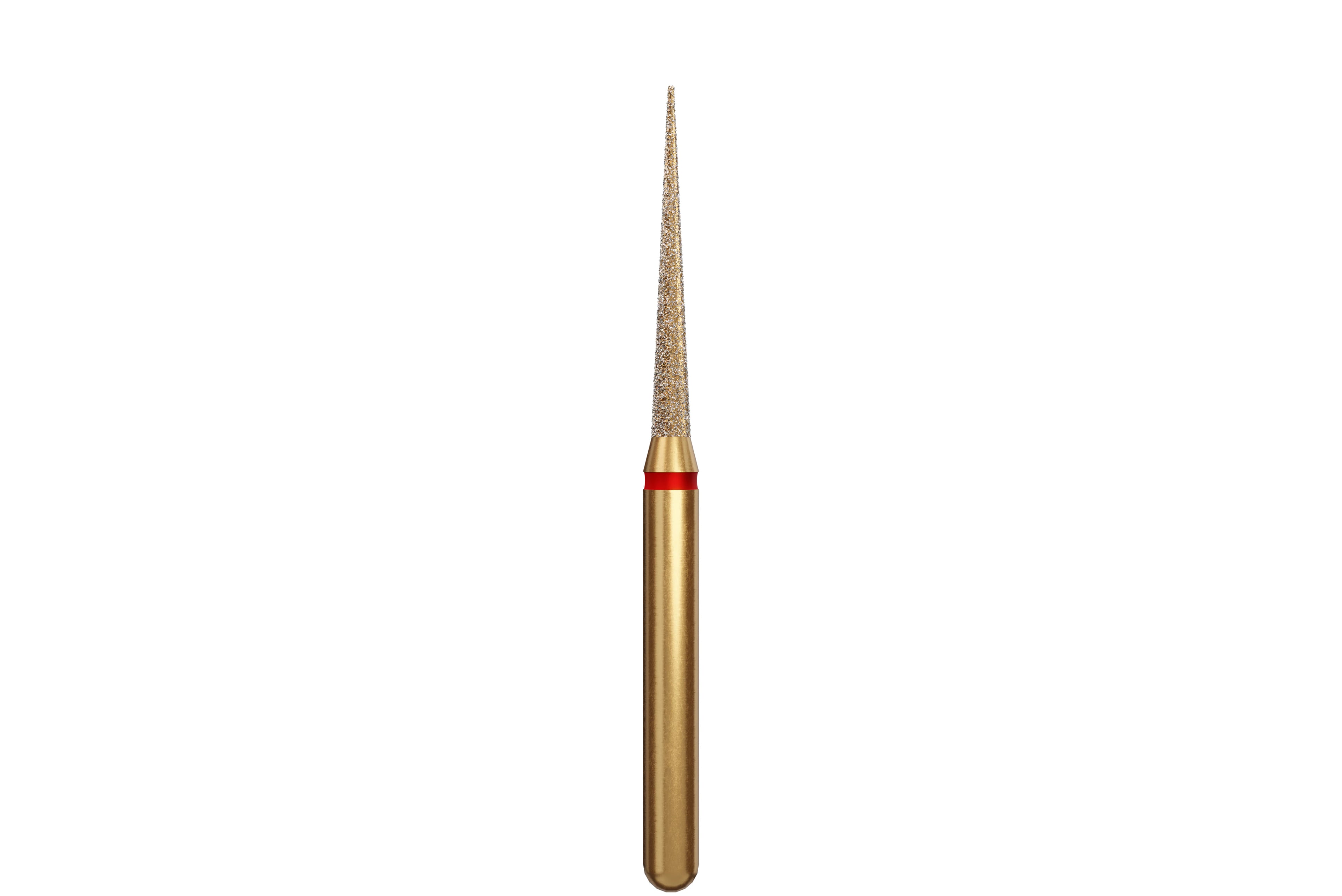 Coltene Alpen Multi-Use Multilayer Diamond Instrument, FG, Fine Grit, Red Ring, Needle Shape, #859, 1.4 mm Head Diameter, 10 mm Head Length, 50/Pkg (G859-314-014-10.0)