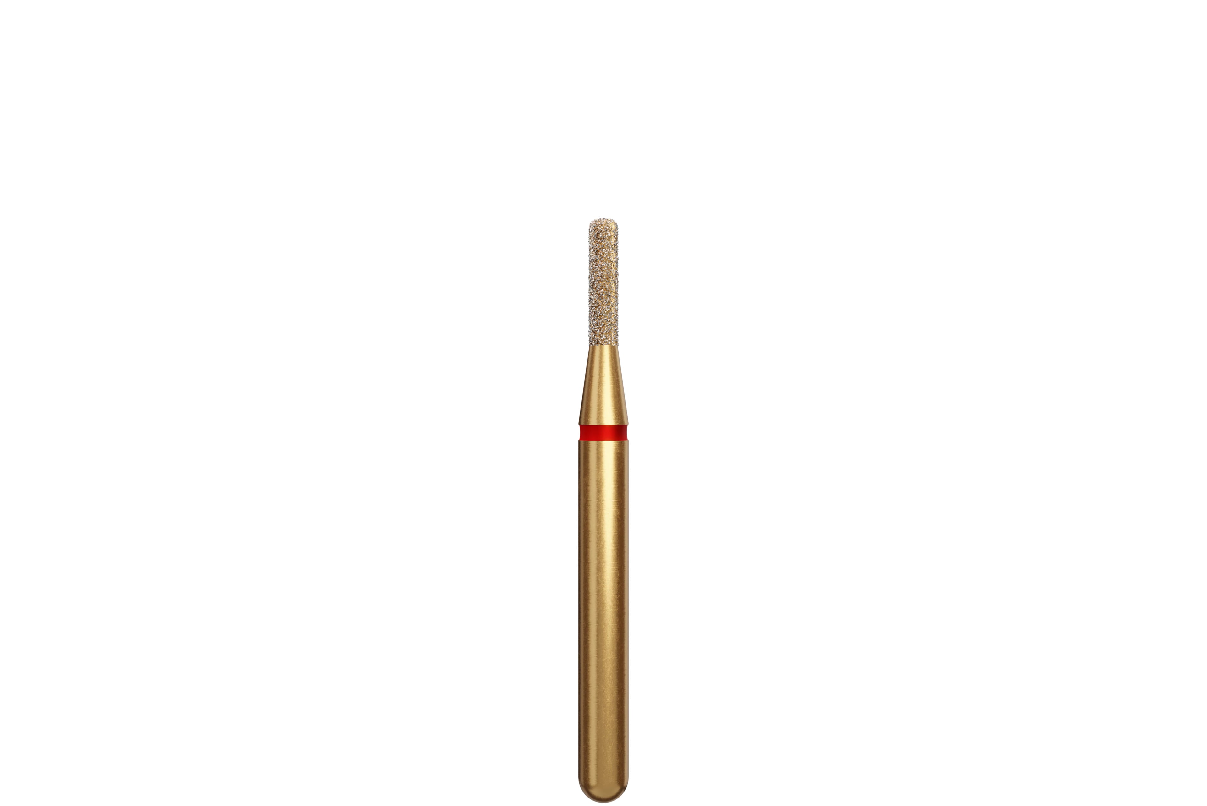 Coltene Alpen Multi-Use Multilayer Diamond Instrument, FG, Fine, Red Ring, Rounded Edge Cylinder, 1.2 mm Head Diameter, 4 mm Head Length, 5/Pkg, #835R