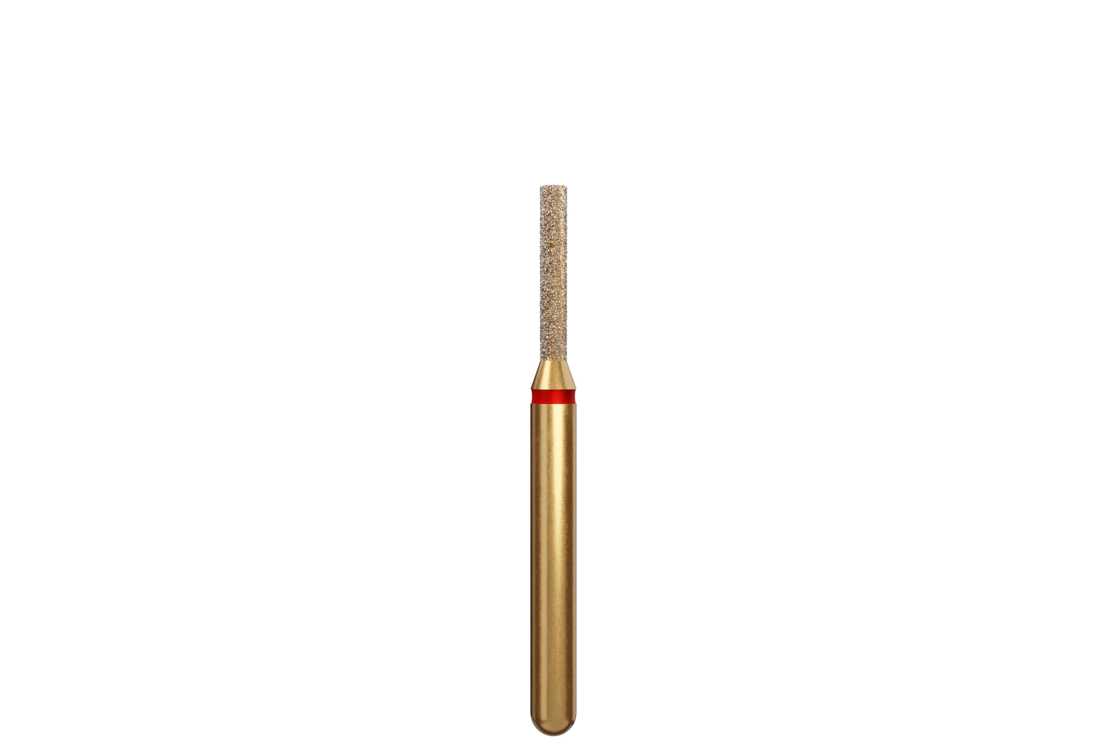 Coltene Alpen Multi-Use Multilayer Diamond Bur, FG, Fine, Red, Flat End Cylinder, #836-012, 1.2 mm Head Diameter, 6 mm Head Length, 5/Pkg