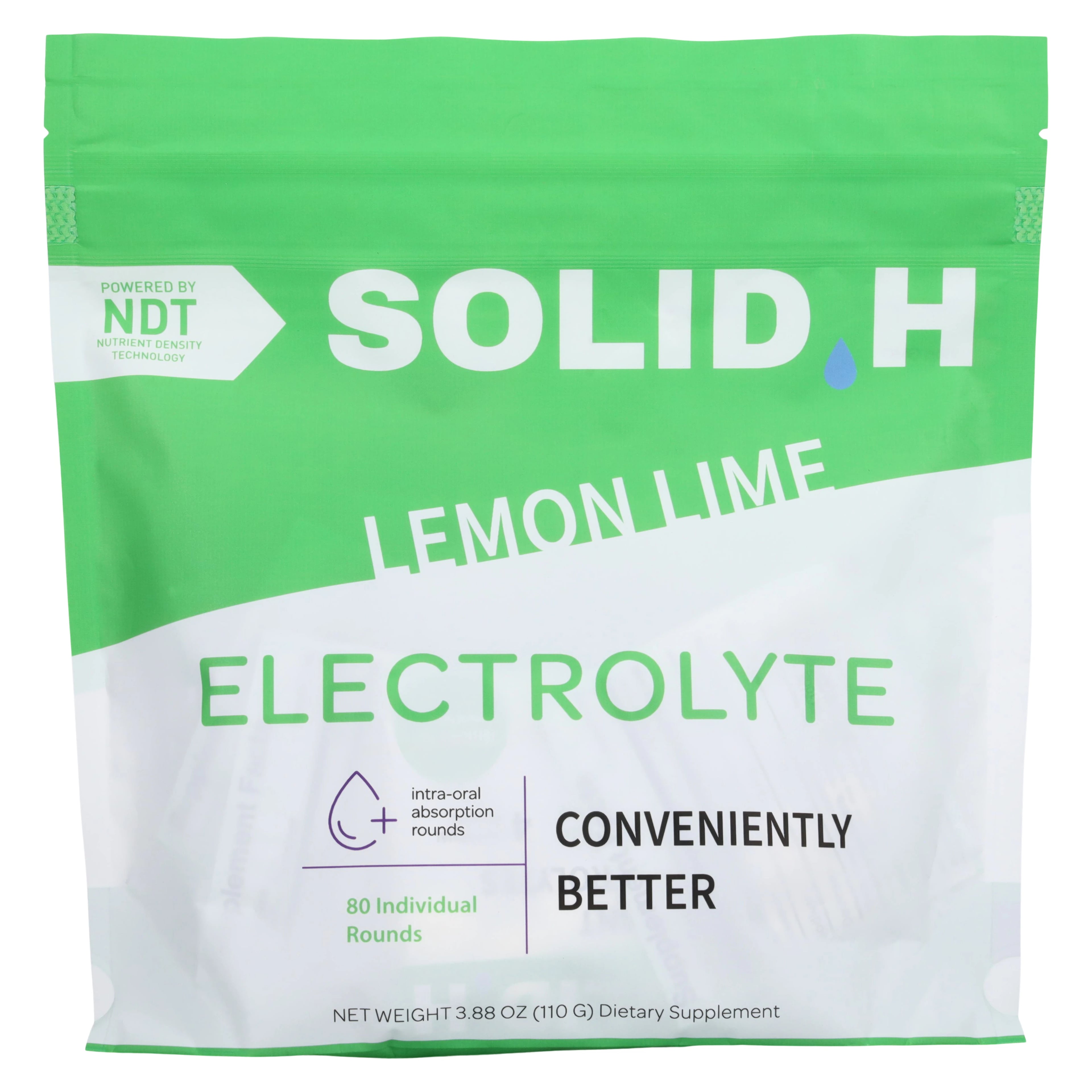 Solid H Electrolyte Replenishment Drink Tablets, Lemon Lime, 1/Bag