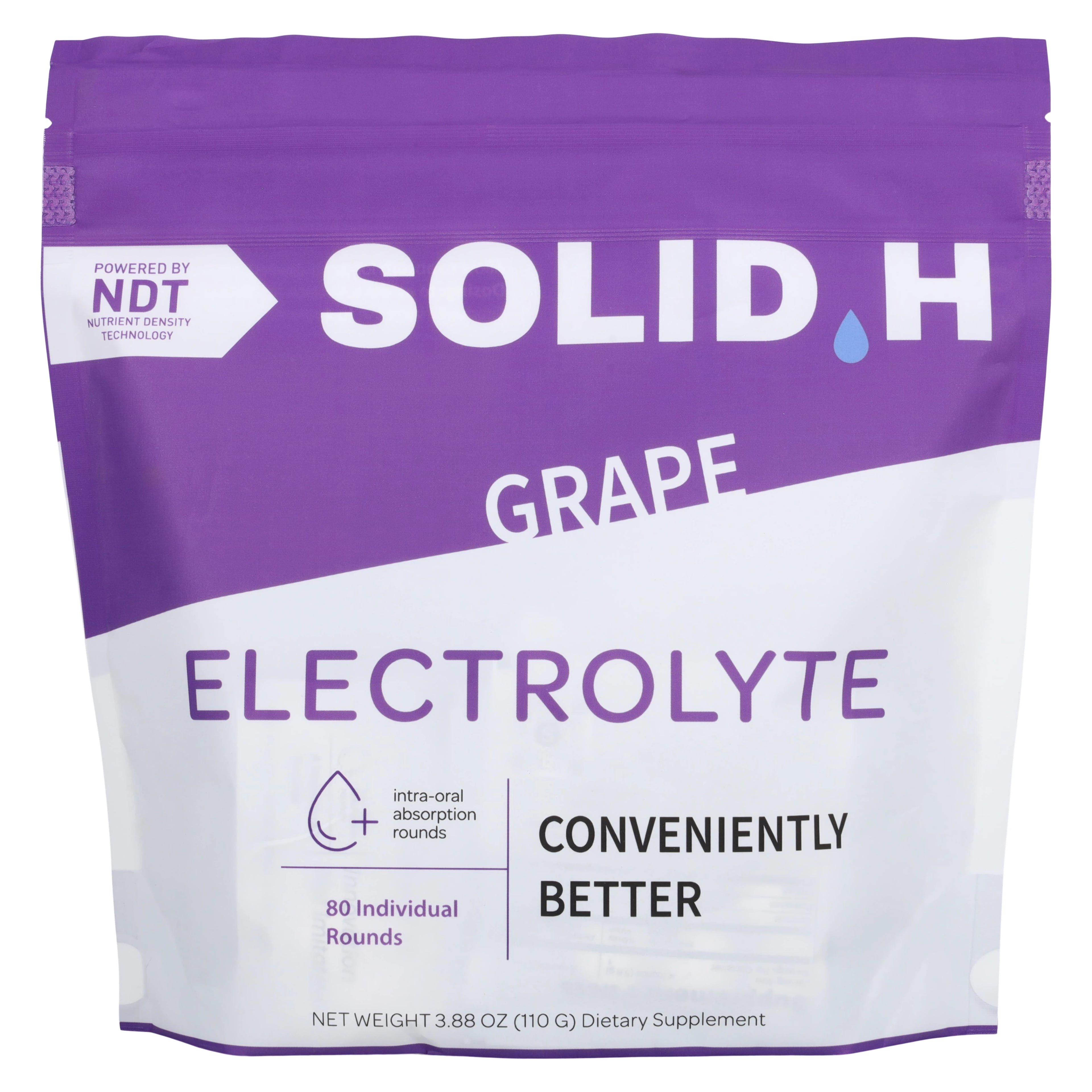 Solid H Electrolyte Grape Oral Replenishment Drink Tablets, 1/Bag