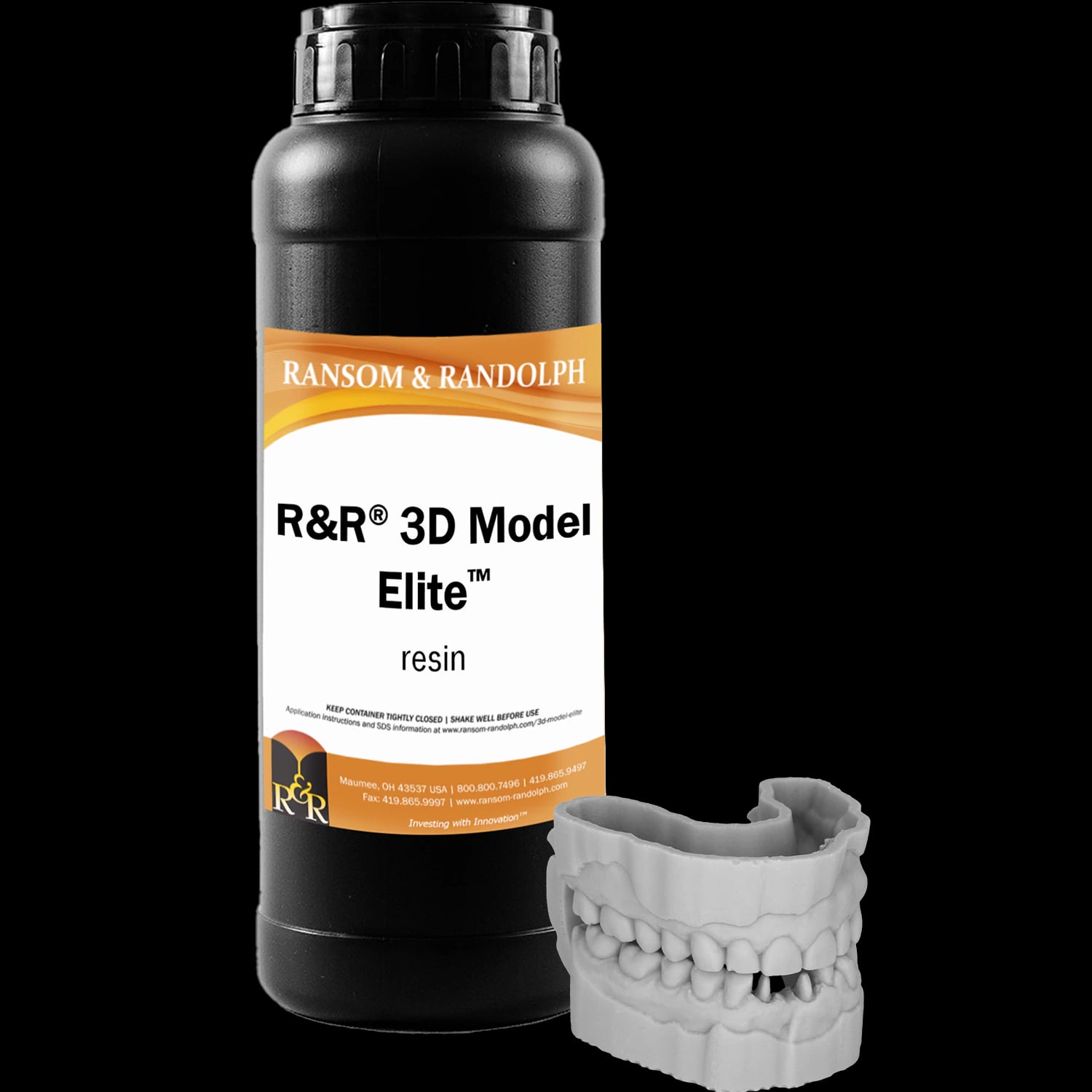 R&R 3D Model Elite Print Resin, Grey, 1 kg Bottle