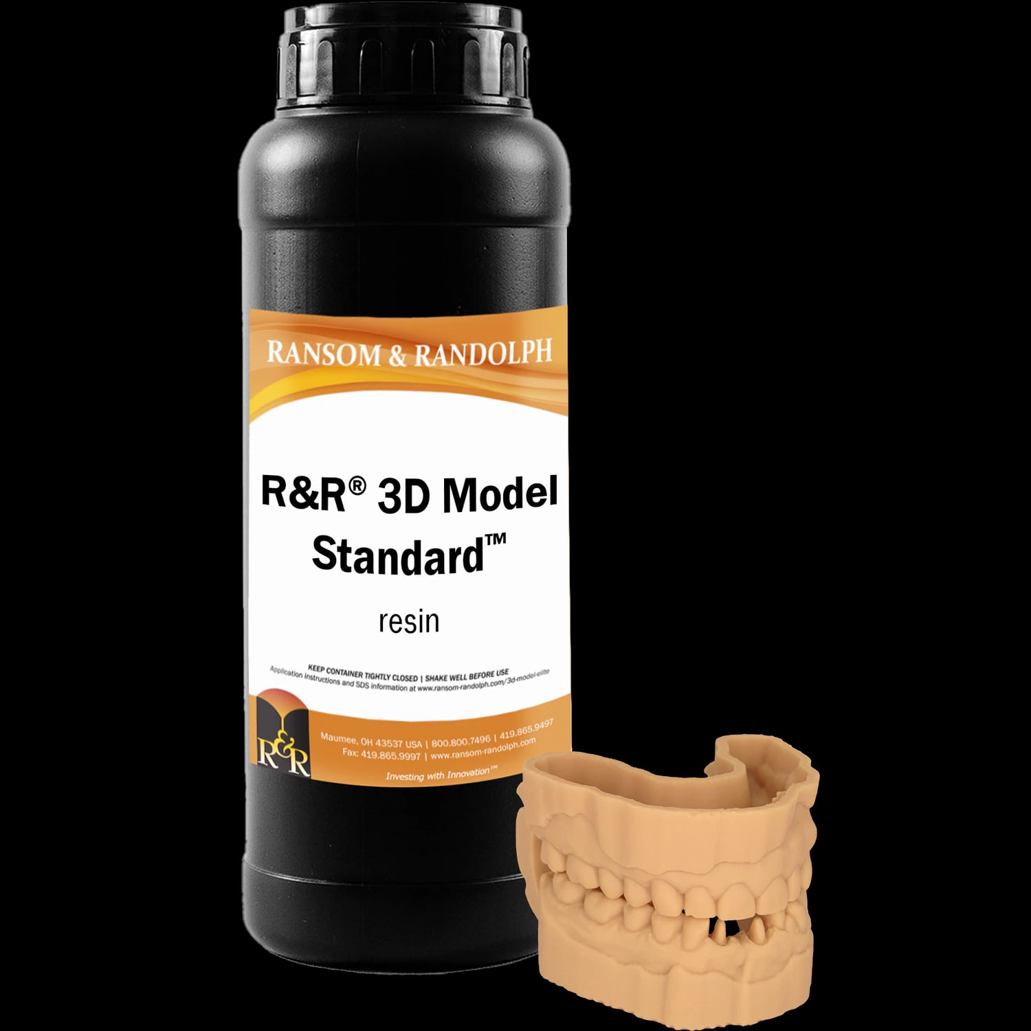R&R 3D Model Standard Print Resin, Beige, 1 kg Bottle