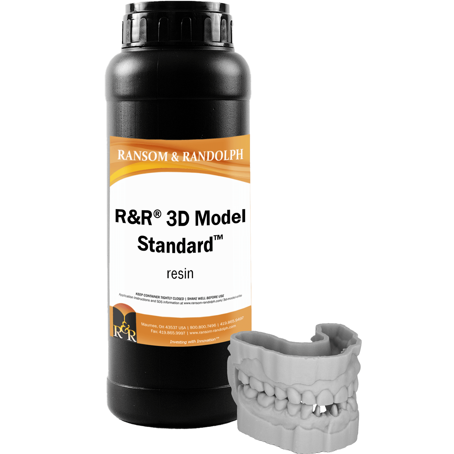 R&R 3D Model Standard Print Resin, Grey, 1 kg Bottle