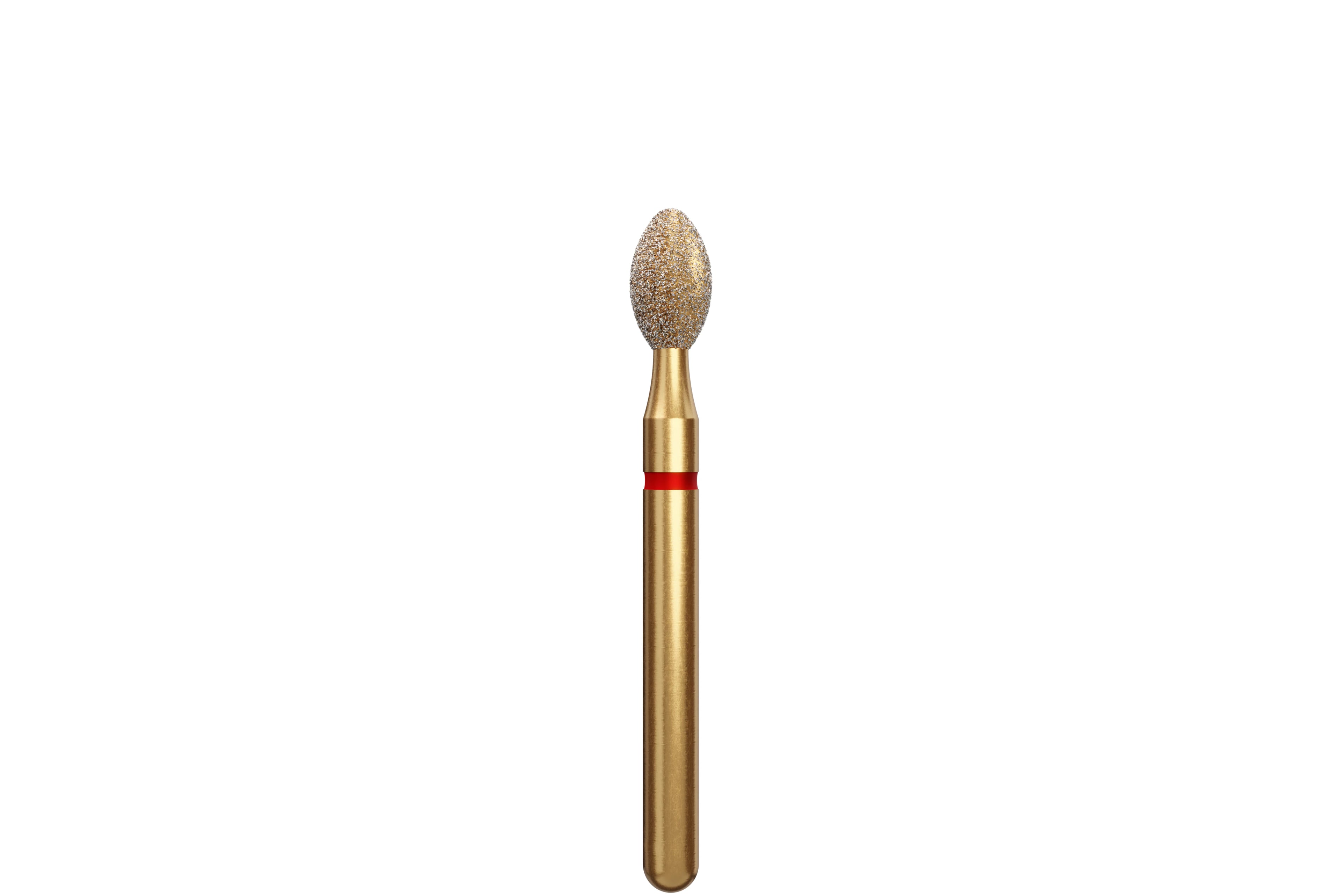 Coltene Alpen Multi-Use Multilayer Diamond Bur, FG, Fine, Red Ring, Egg Shape, #KS4, 2.4 mm Head Diameter, 4.2 mm Head Length, 5/Pkg, GKS4-314-024-04.2