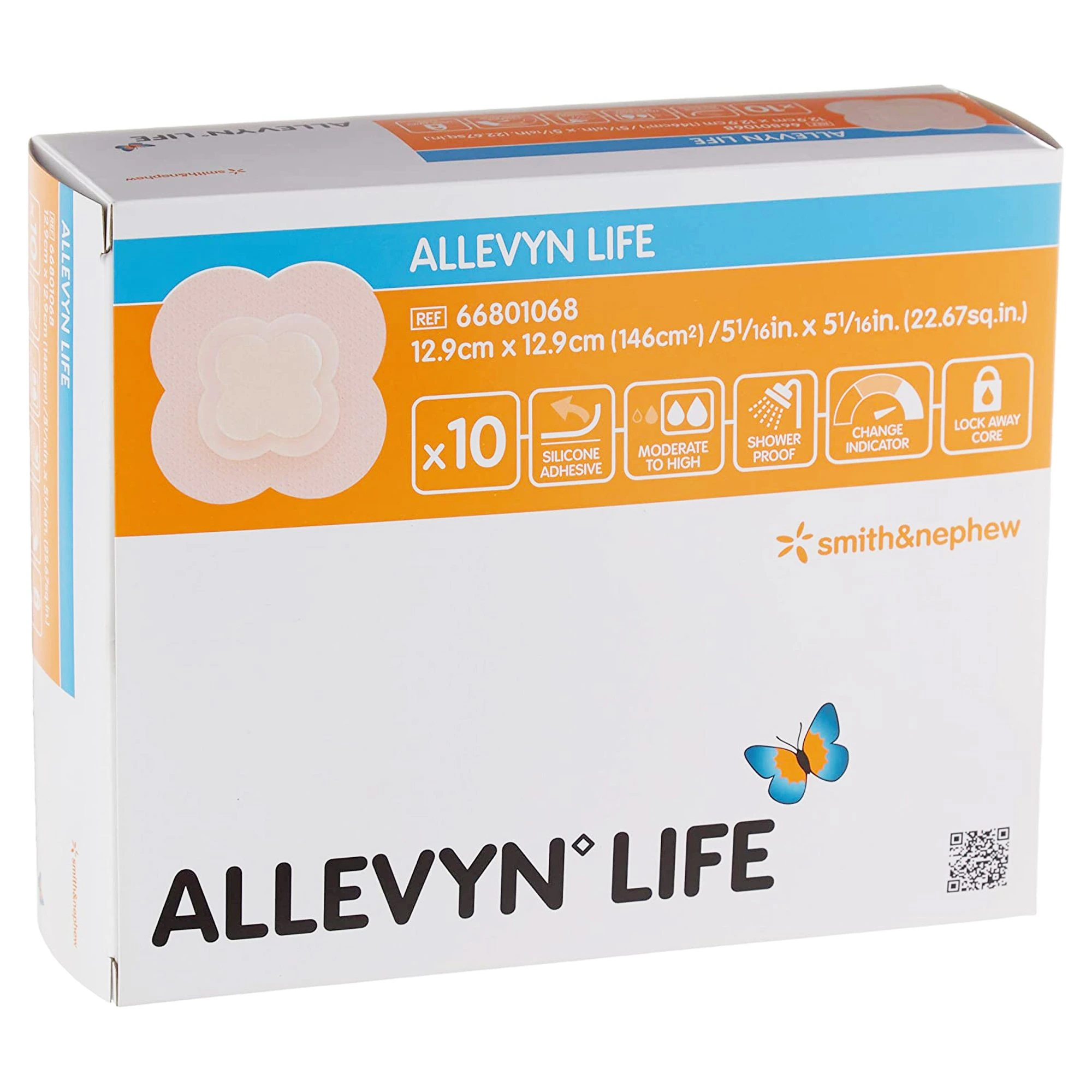 Allevyn Life Foam Dressing, 5-1/16" x 5-1/16", Sterile, Quadrilobe