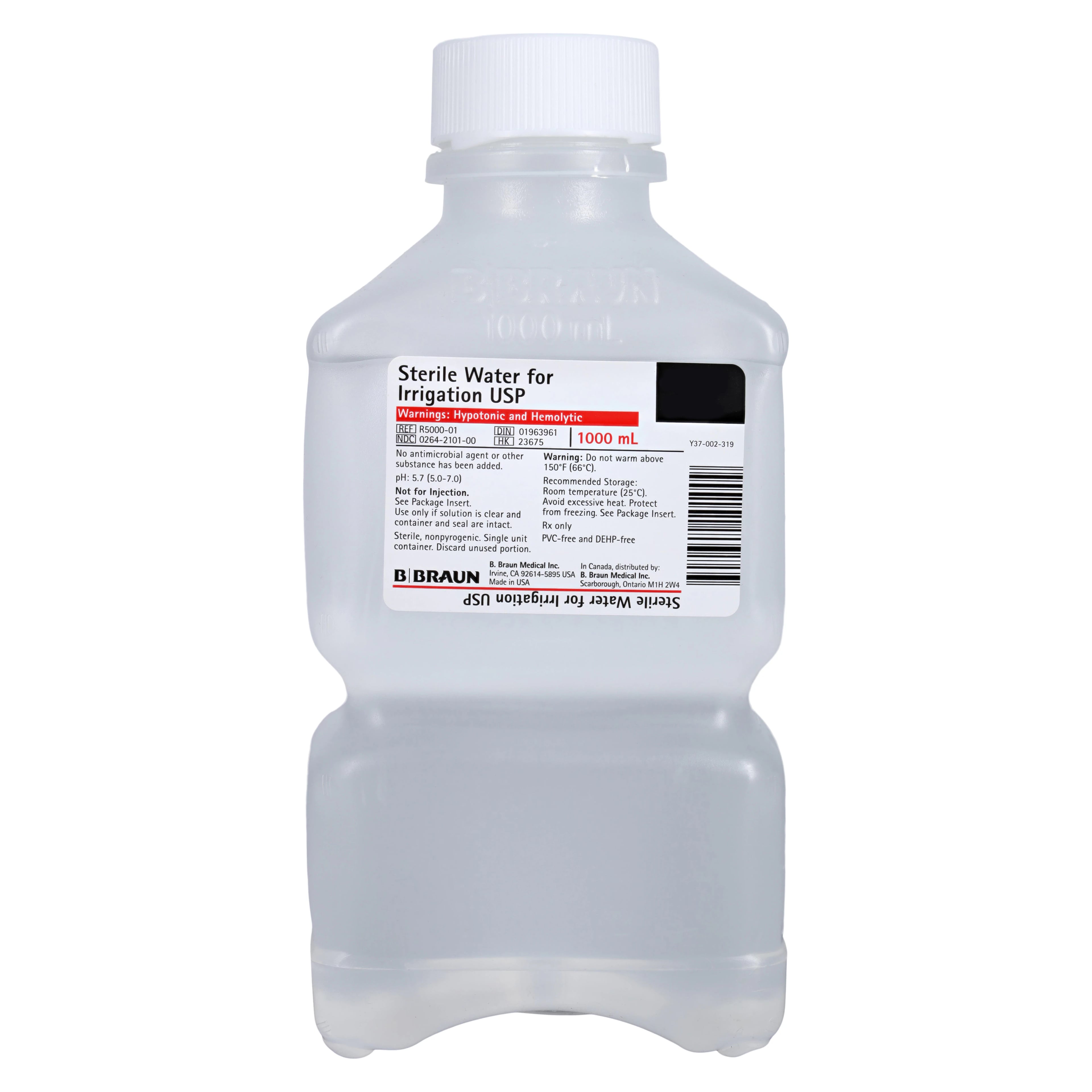 B Braun Sterile Water for Irrigation, 1000mL Bottle, 16/Case, R5000-01
