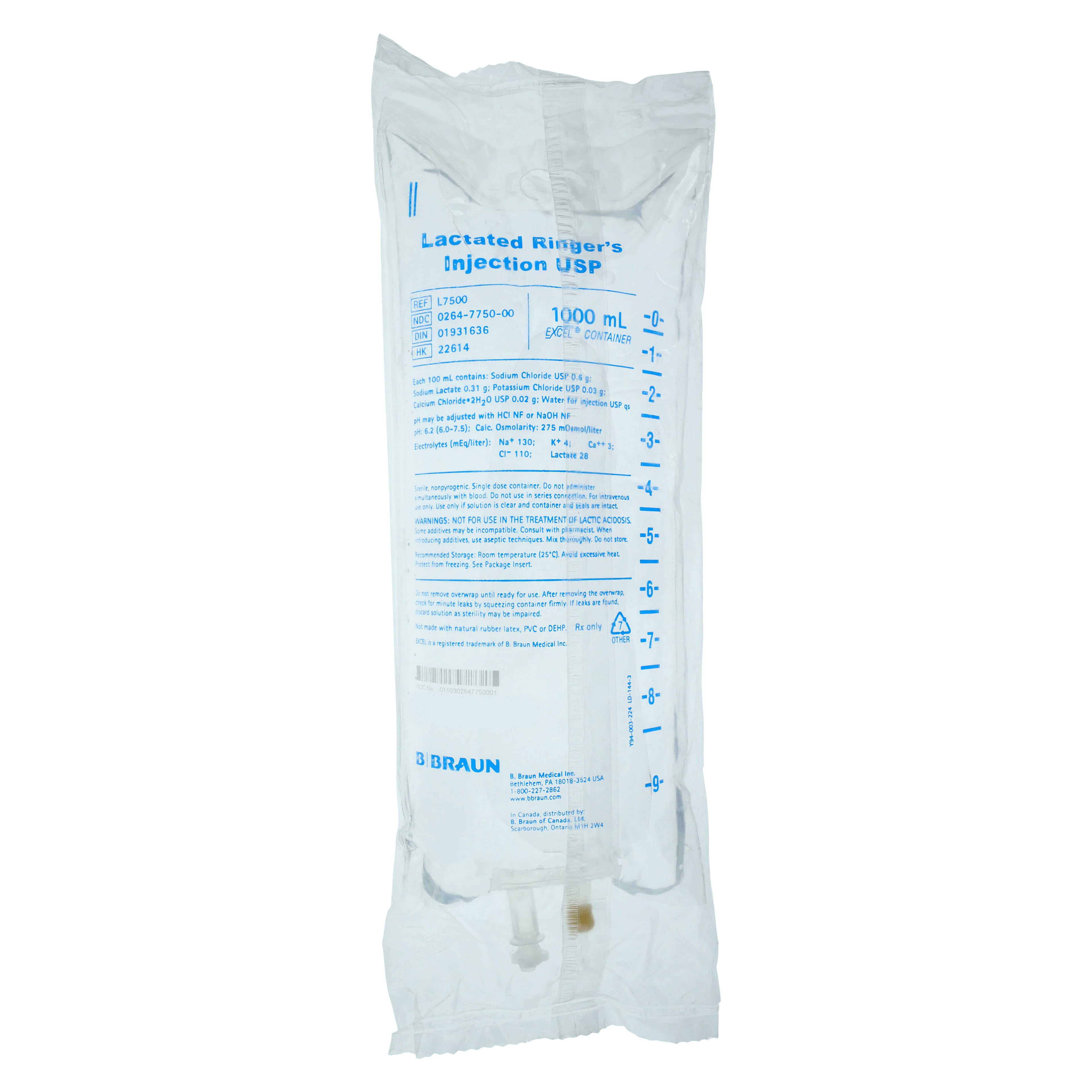Lactated Ringer's Injection USP, 1,000 ml Bag, DEHP-Free, 12/Case