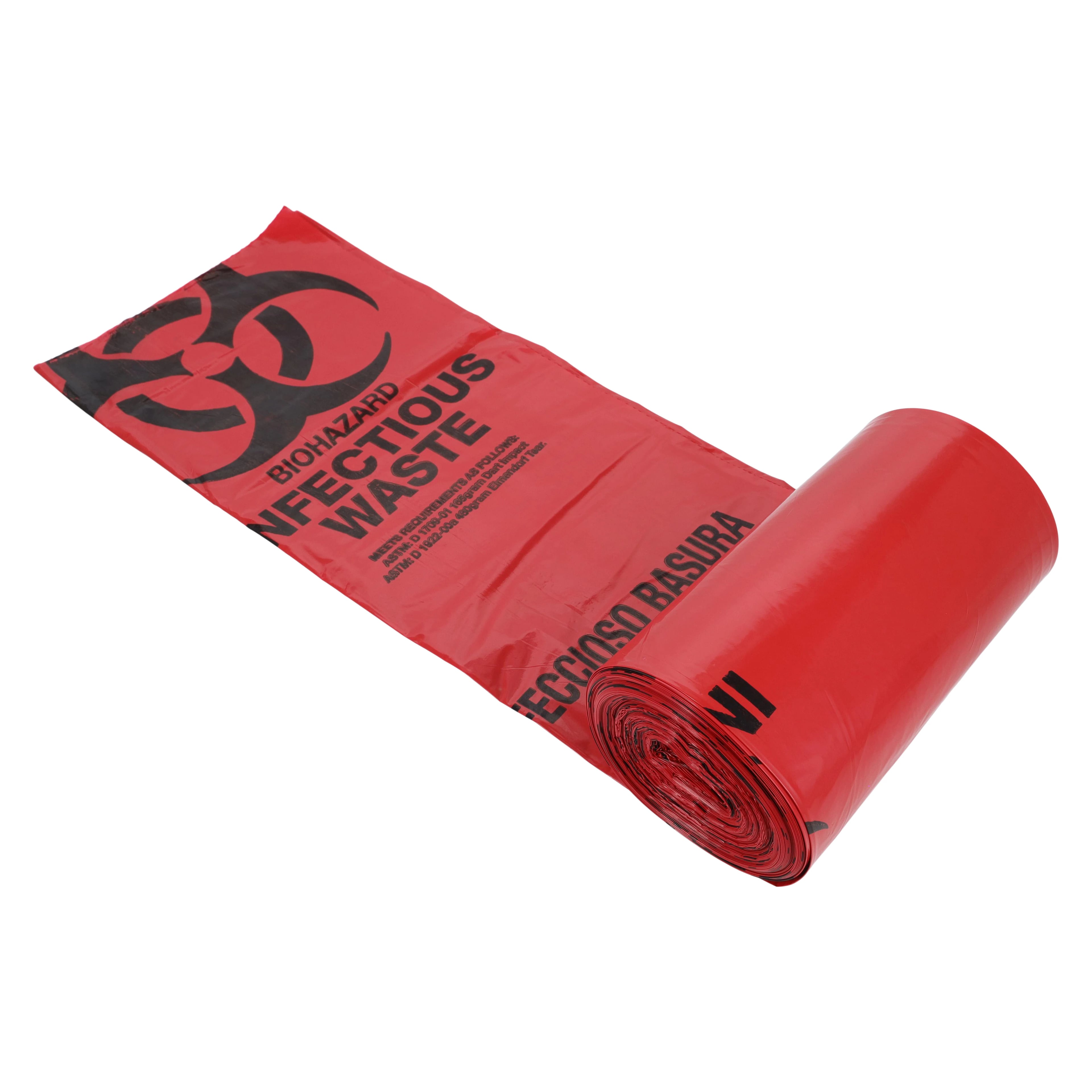 Medline Biohazard Red Liner, 24" x 32", 1.2 Mil, 500/Case