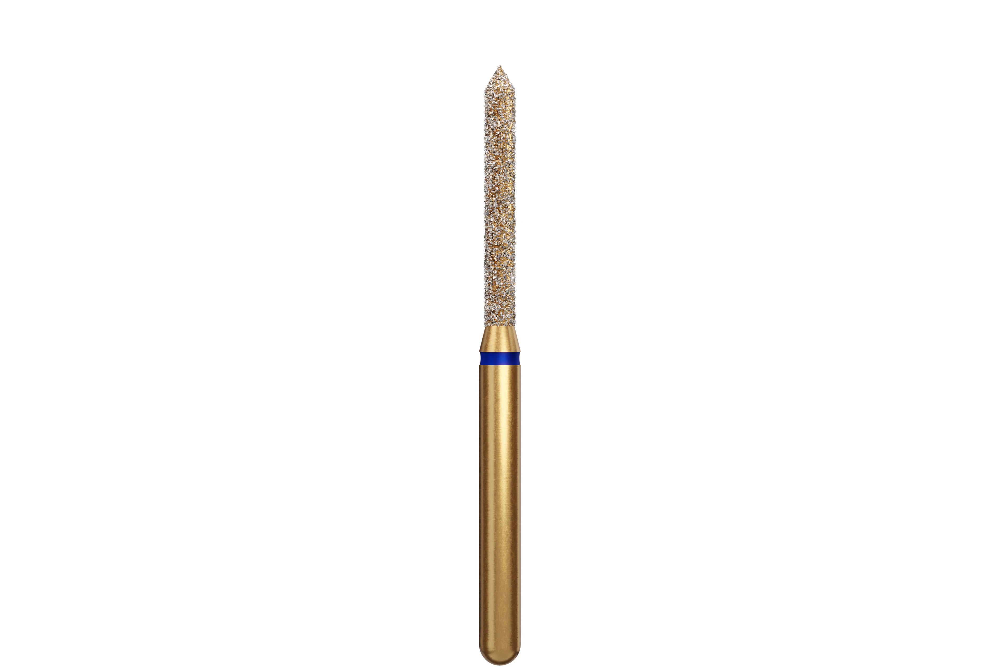 Coltene Alpen Multi-Use Multilayer Diamond Instrument, FG, Medium Grit, Blue Ring, Beveled Cylinder, 1.4 mm Head Diameter, 10 mm Head Length, 5/Pkg, #886