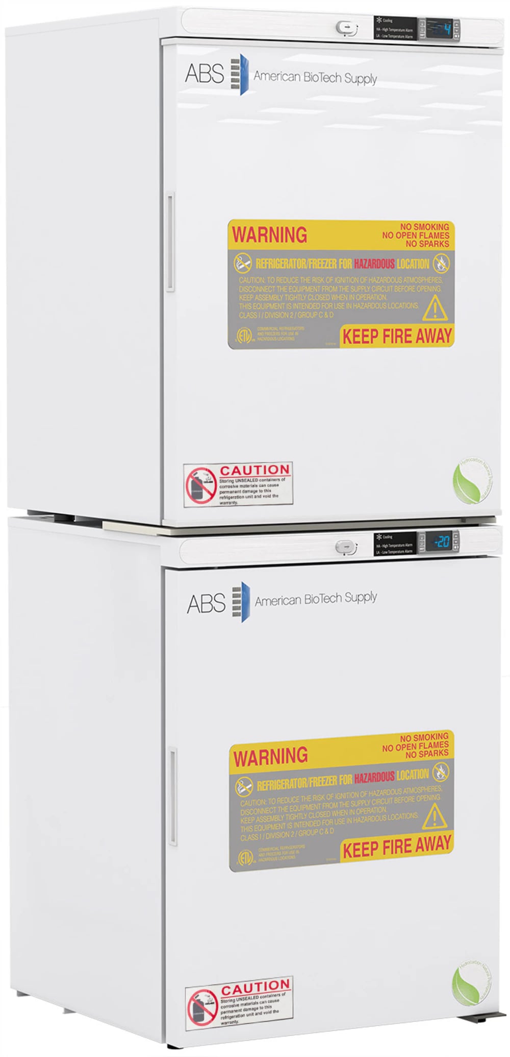 American Biotech Supply Undercounter Refrigerator/Freezer, 9 Cu Ft, 2 Solid Doors, Right Hinge, -15 to -25C, Cycle Defrost