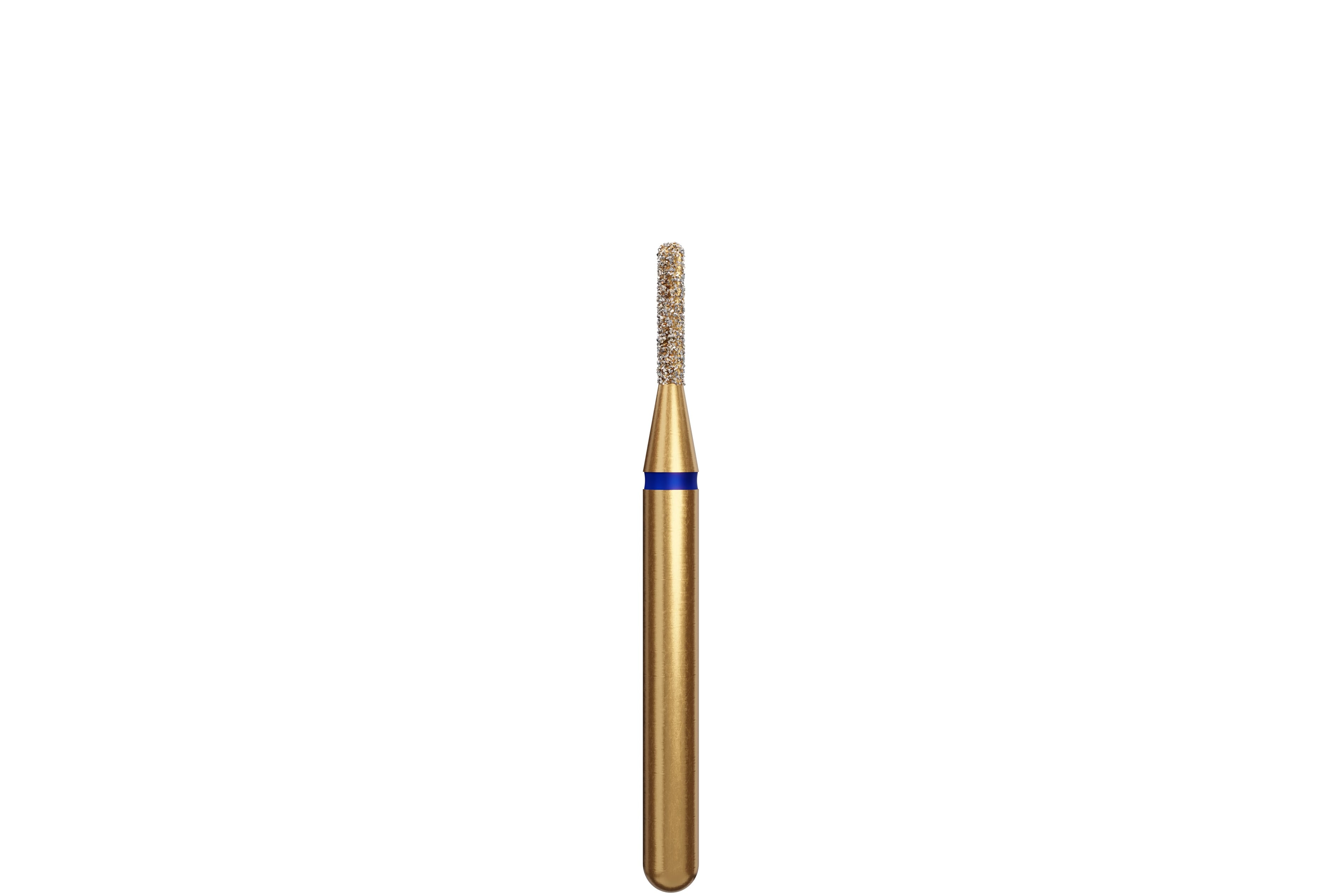 Coltene Alpen Multi-Use Multilayer Diamond Bur, FG, Medium Grit, Rounded Edge Cylinder, #835R-010, 1.0 mm Diameter x 4.0 mm Length, Blue Ring, 5/Pack