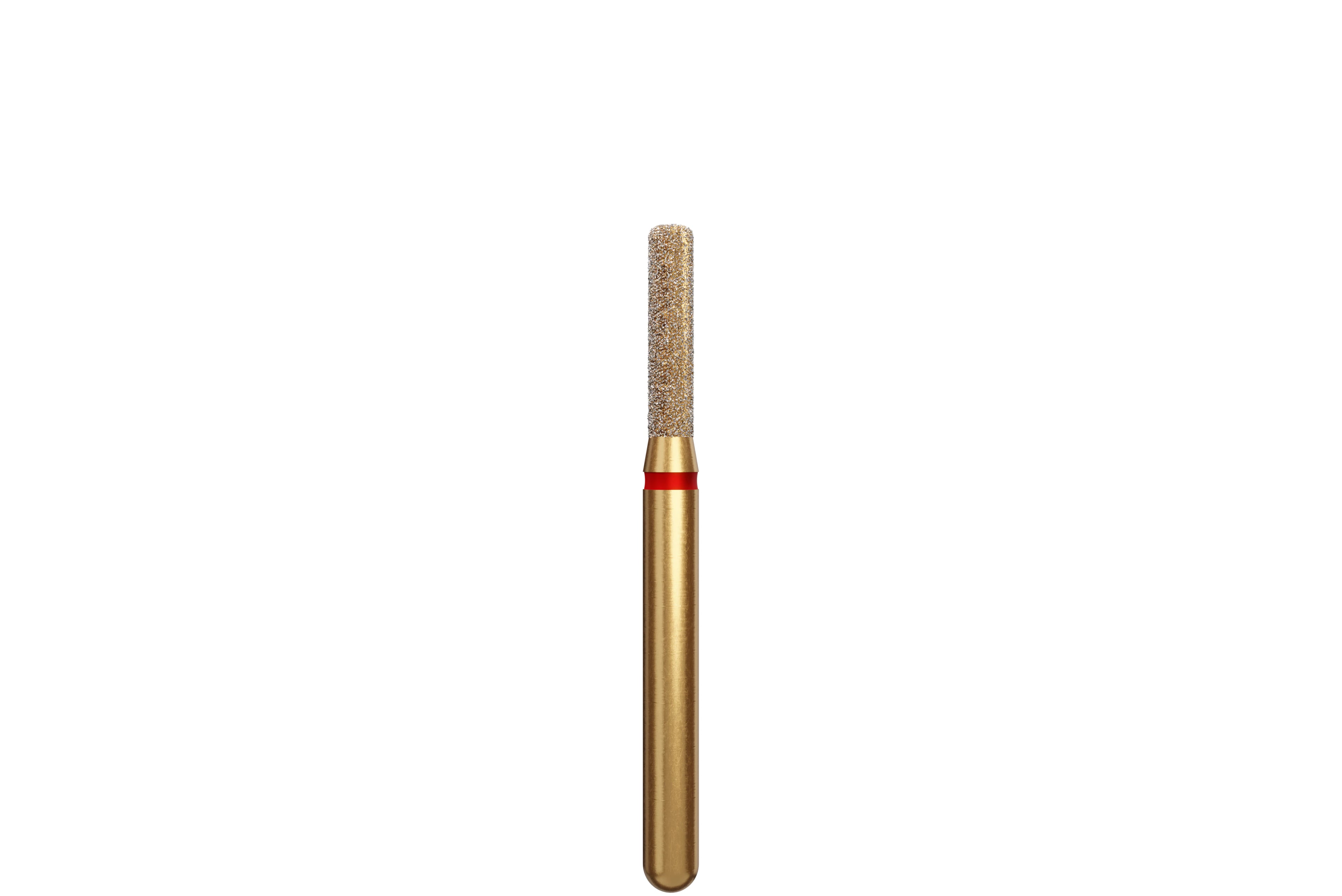 Coltene Alpen Multi-Use Multilayer Diamond Bur, FG, Fine, Red Ring, Rounded Edge Cylinder, #836R-014, 1.4 mm Head Diameter, 6 mm Head Length, 5/Pkg
