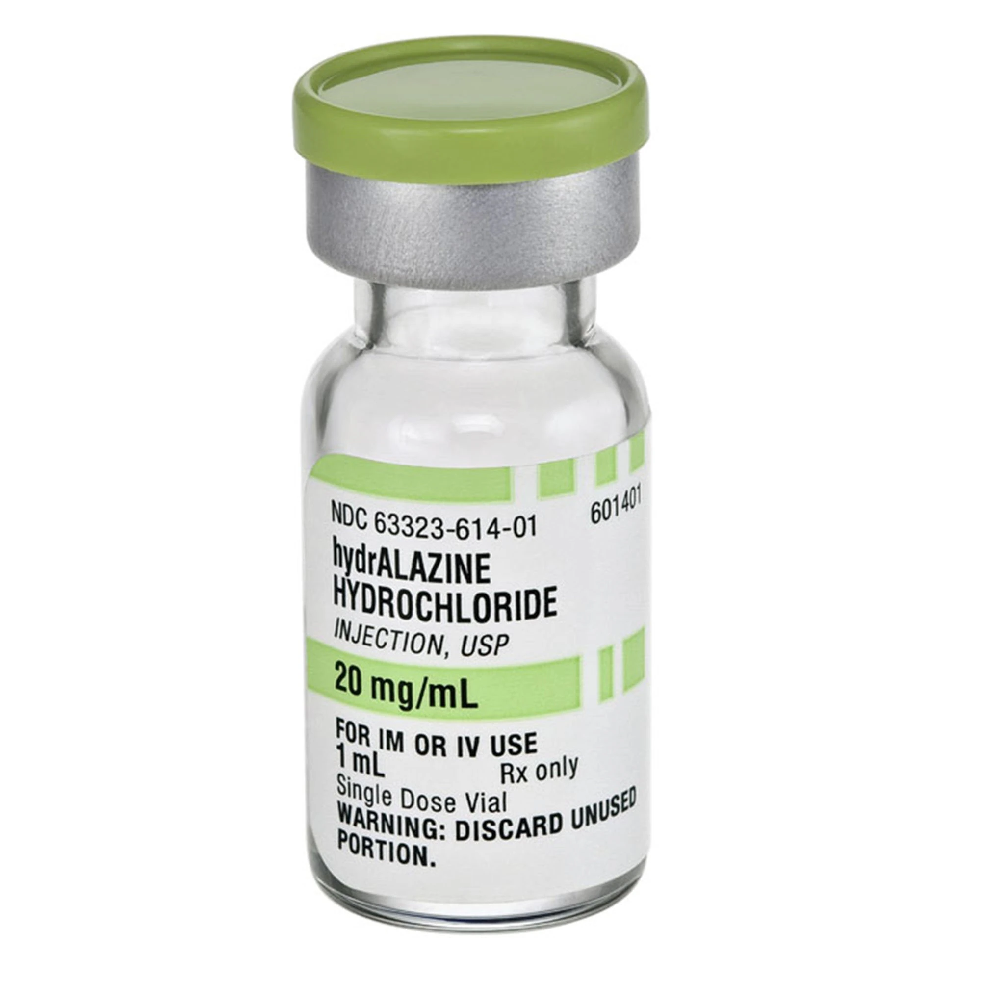 Hydralazine HCl Injection, 20mg/mL, Single Dose Vial, 1mL, 25/Box