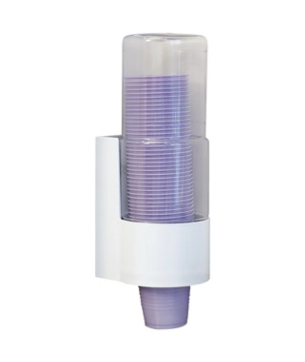 Crosstex Plastic Cup Dispenser, White Base with Clear Top, Holds 50 Cups, 1/Pk, PCC
