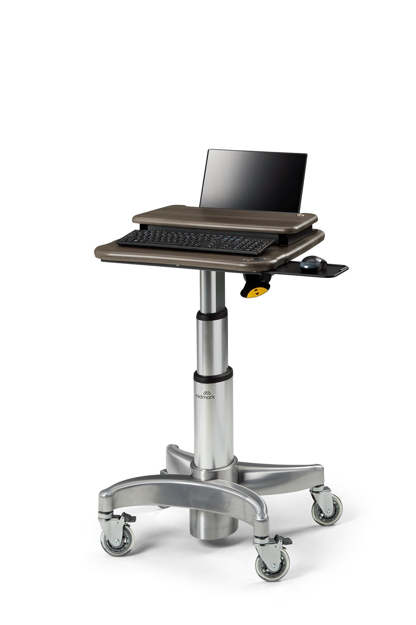 Midmark 6217 Secure Laptop Workstation with Mouse Tray, 2 Locking Casters, No Drawer, No Lock