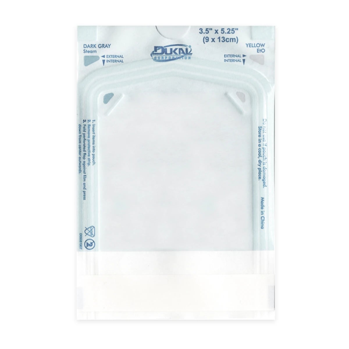 Dukal Sterilization Pouches, Self-Seal, 3.5" x 5.25", Blue/Transparent, 30/Case