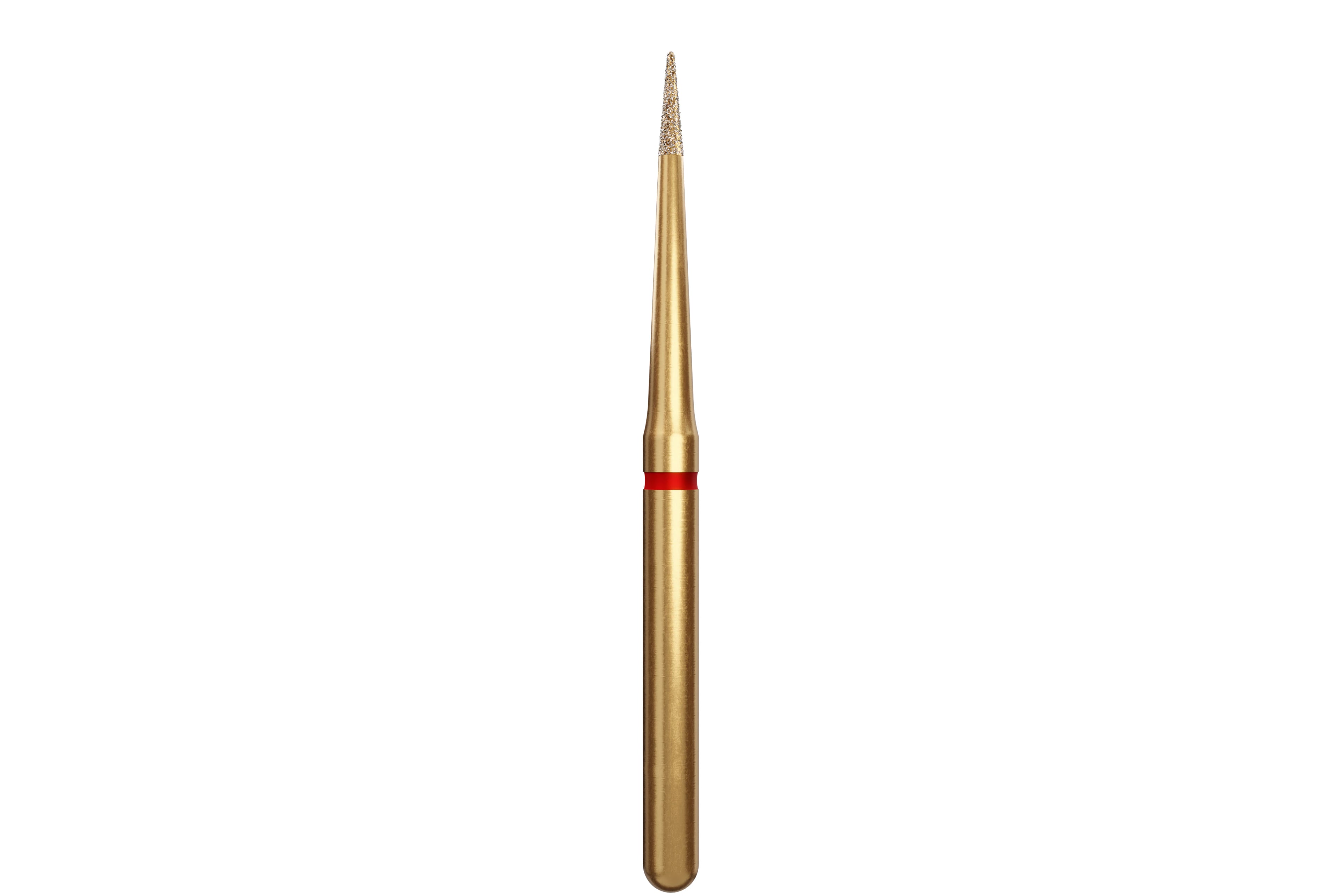 Coltene Alpen Multi-Use Multilayer Diamond Bur, FG, Fine, Red Ring, Esthetic Finishing, #ET3 (132-008), 0.8 mm Head Diameter, 3 mm Head Length, 5/Pkg