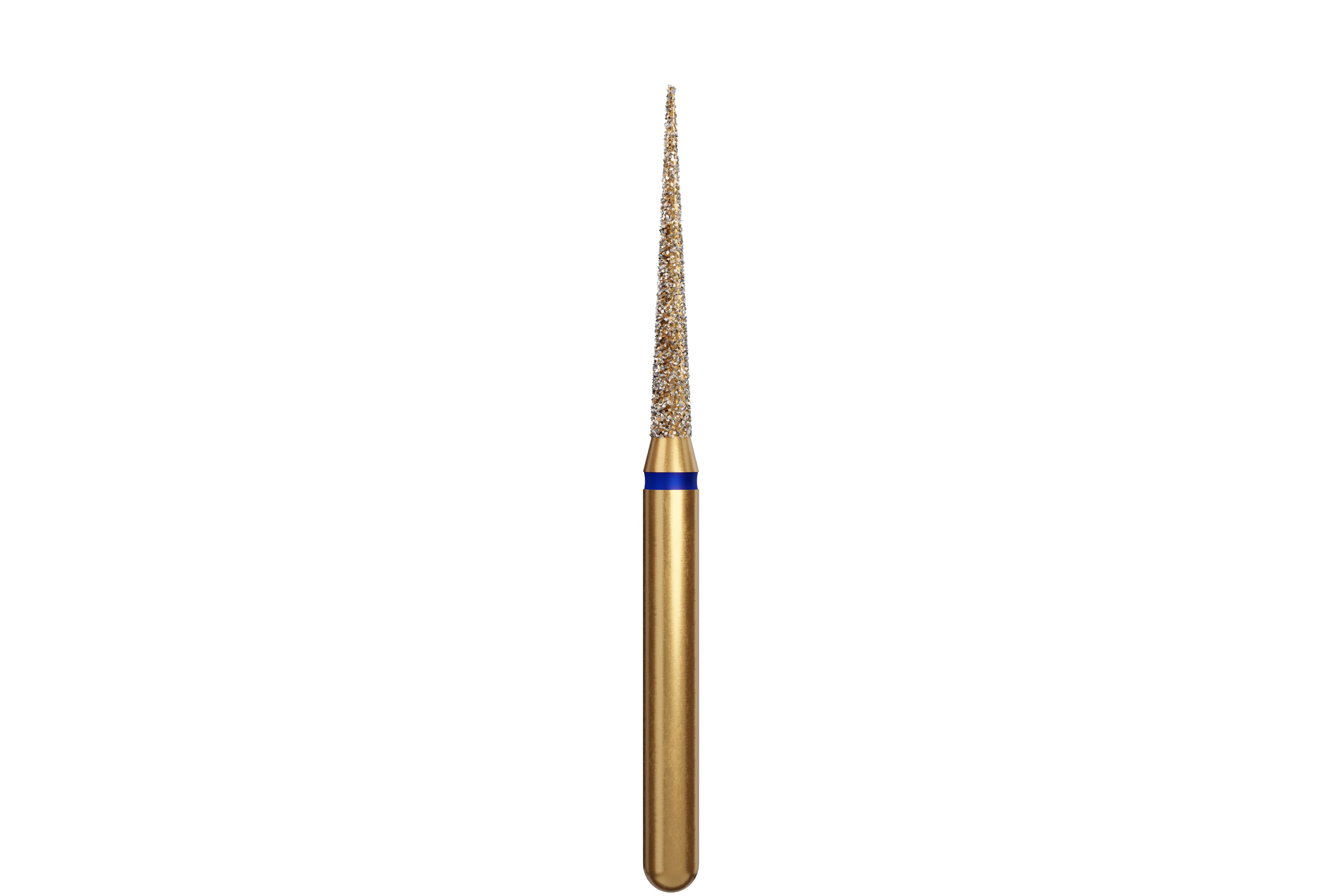 Coltene Alpen Multi-Use Multilayer Diamond Bur, FG, Medium Grit, Needle Shape, #859-014, 1.4 mm Head Diameter, 10 mm Head Length, 5/Pkg