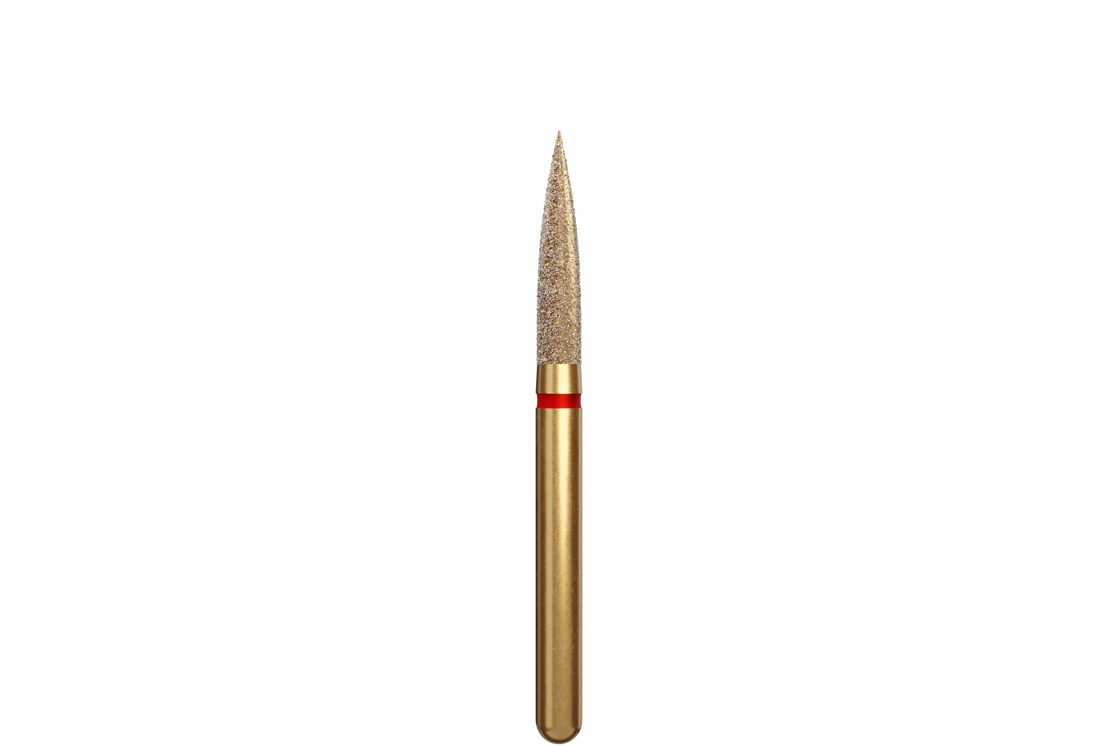 Coltene Alpen Multi-Use Multilayer Diamond Bur, Fine Grit, Flame Shape, Friction Grip, #862-016, 1.6 mm Head Diameter, 8 mm Head Length, 5/Pkg