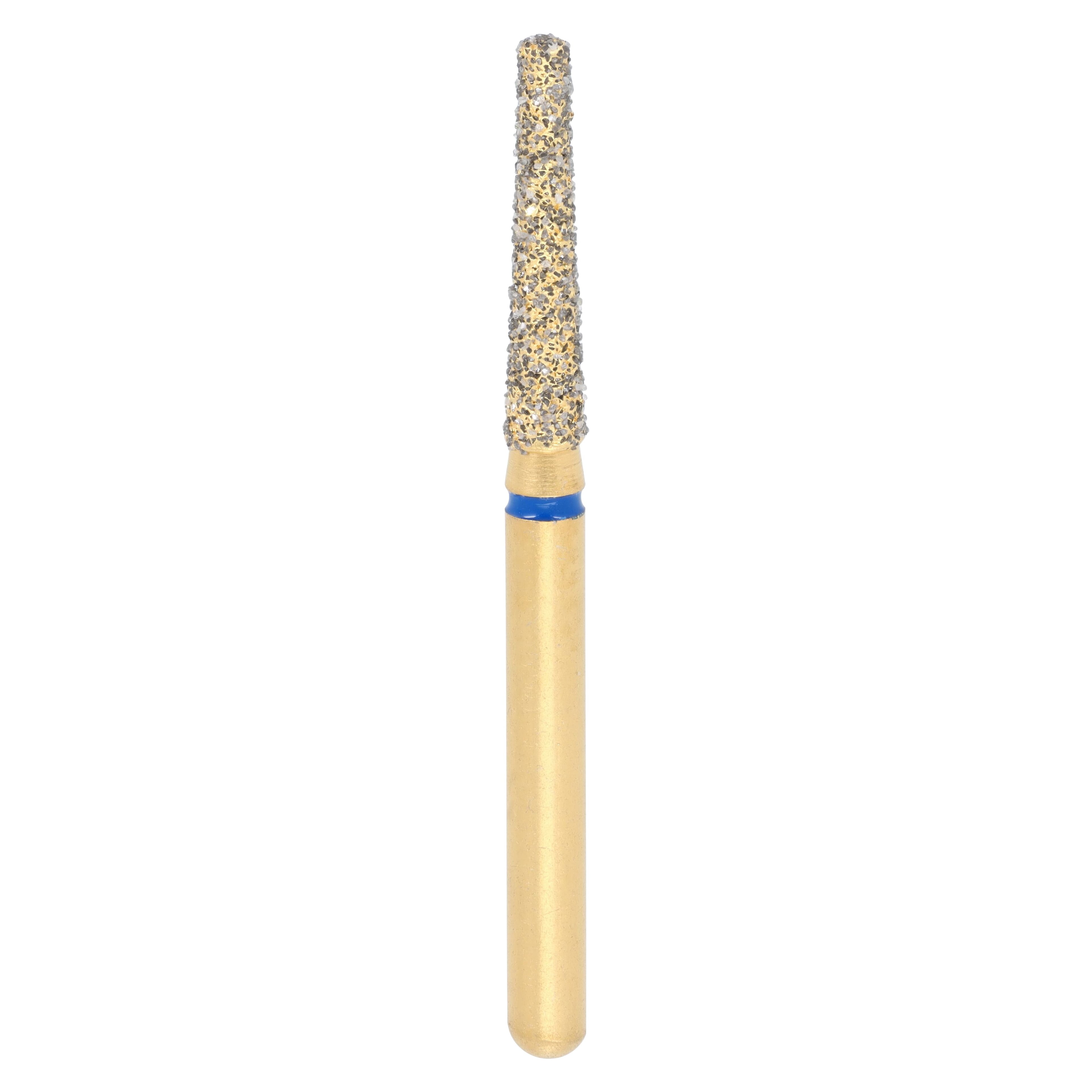 Coltene Alpen Multi-Use Multilayer Diamond Bur, FG, Medium Grit, Flat End Taper, #847-016, 1.6 mm Head Diameter, 8 mm Head Length, Blue Ring, 5/Pkg