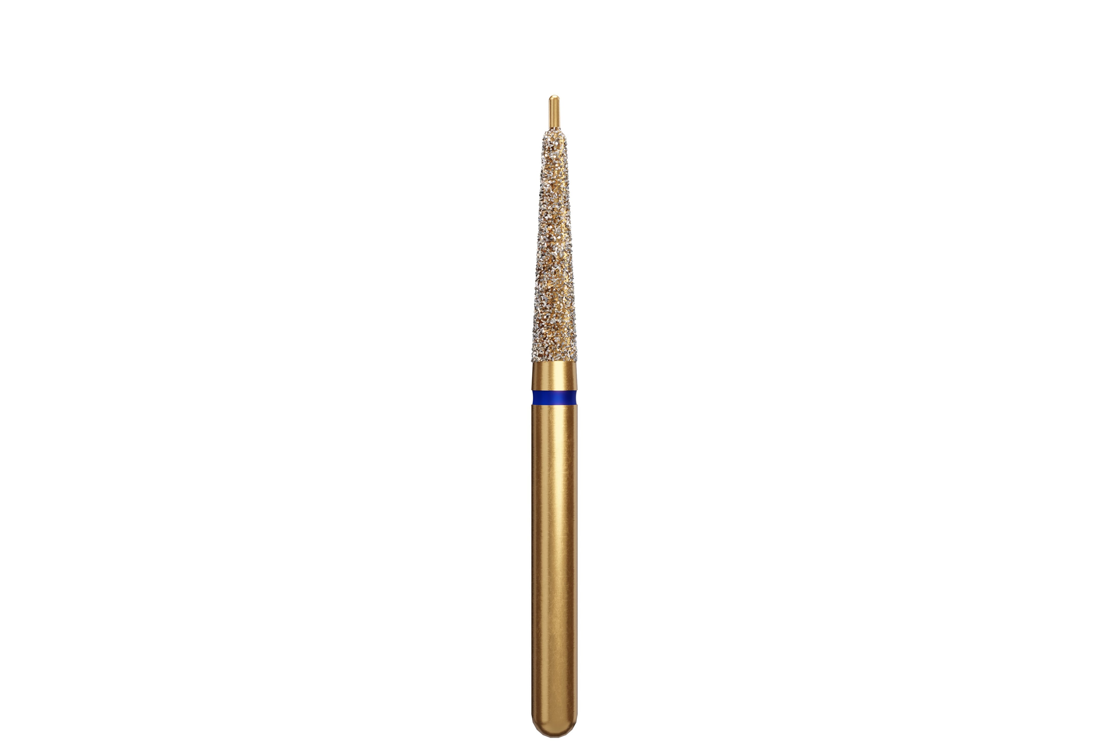 Alpen Multi-Use Multilayer Diamond Instrument, FG, Medium Grit, Blue Ring, Round End Taper with Pin, #856P, 1.8 mm Head Diameter, 8 mm Head Length, 5/Pkg
