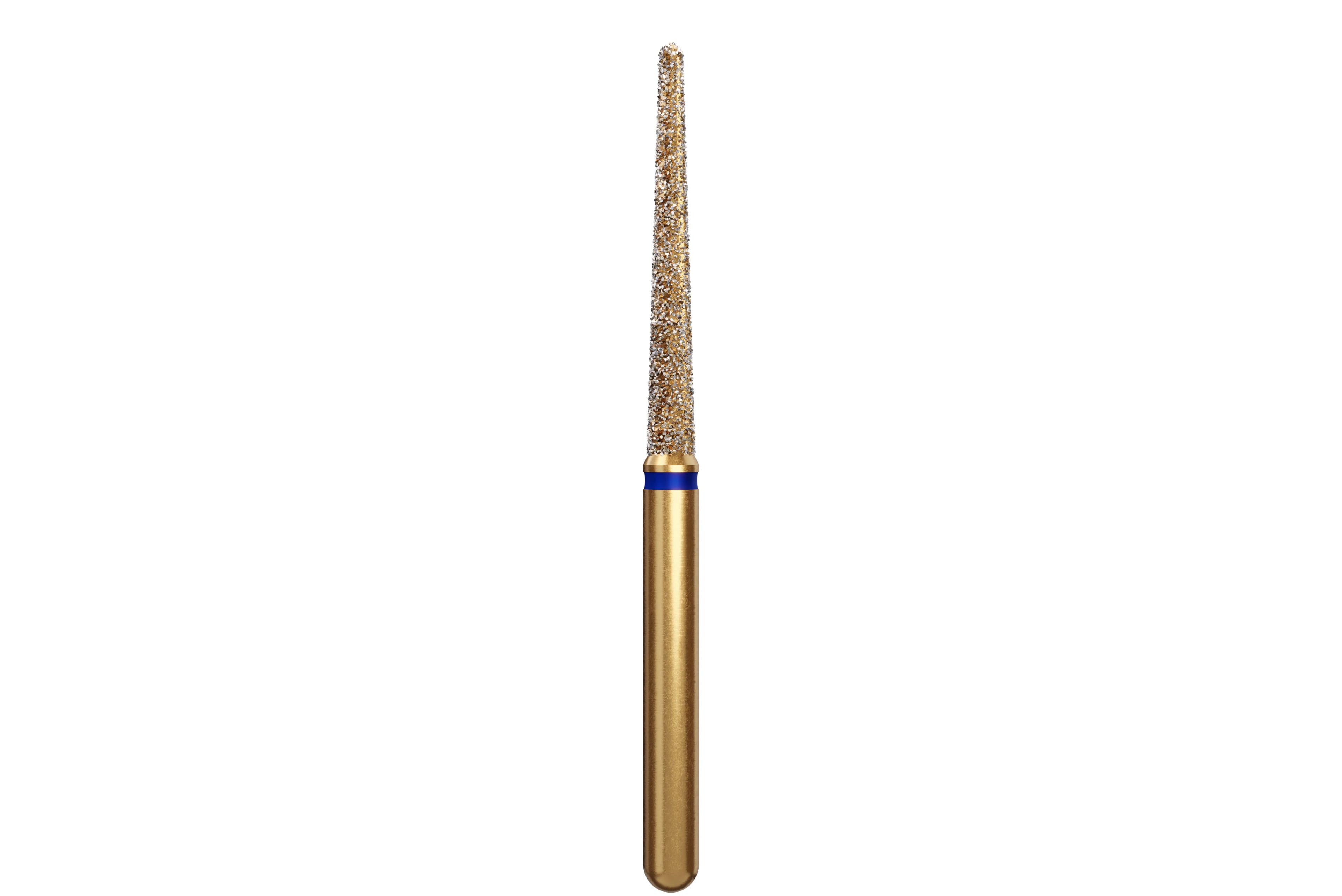 Alpen Multi-Use Multilayer Diamond Instrument, FG, Round End Taper Extra Long, Medium Grit, Blue Ring, #856XL, 1.6 mm Head Diameter, 12 mm Head Length, 5/Pkg