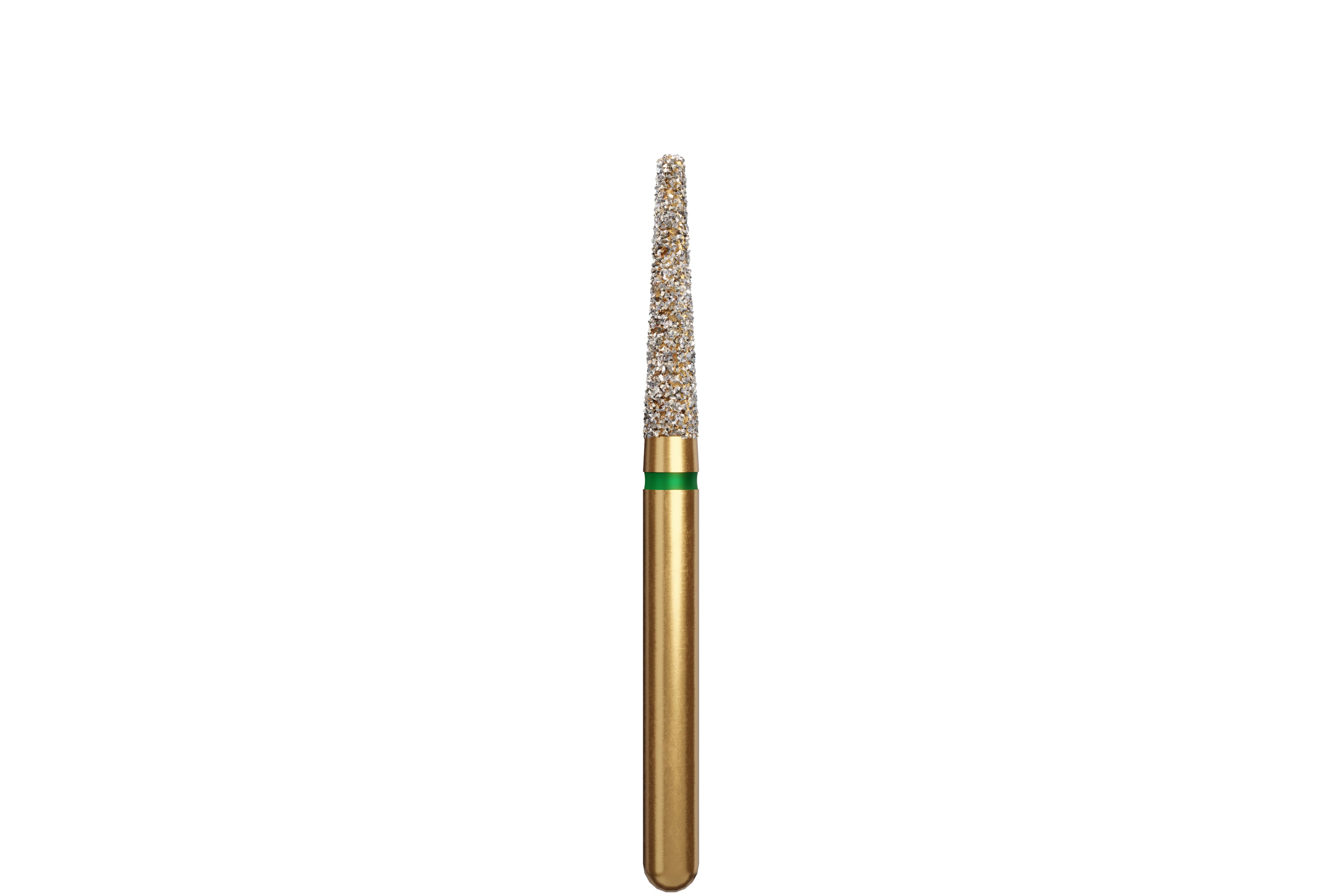 Coltene Alpen Multi-Use Multilayer Diamond Bur, FG, Coarse, Green Ring, Round Edge Taper, #847R, 1.8 mm Head Diameter, 8 mm Head Length, 5/Pkg, G847R-314-018-08.0