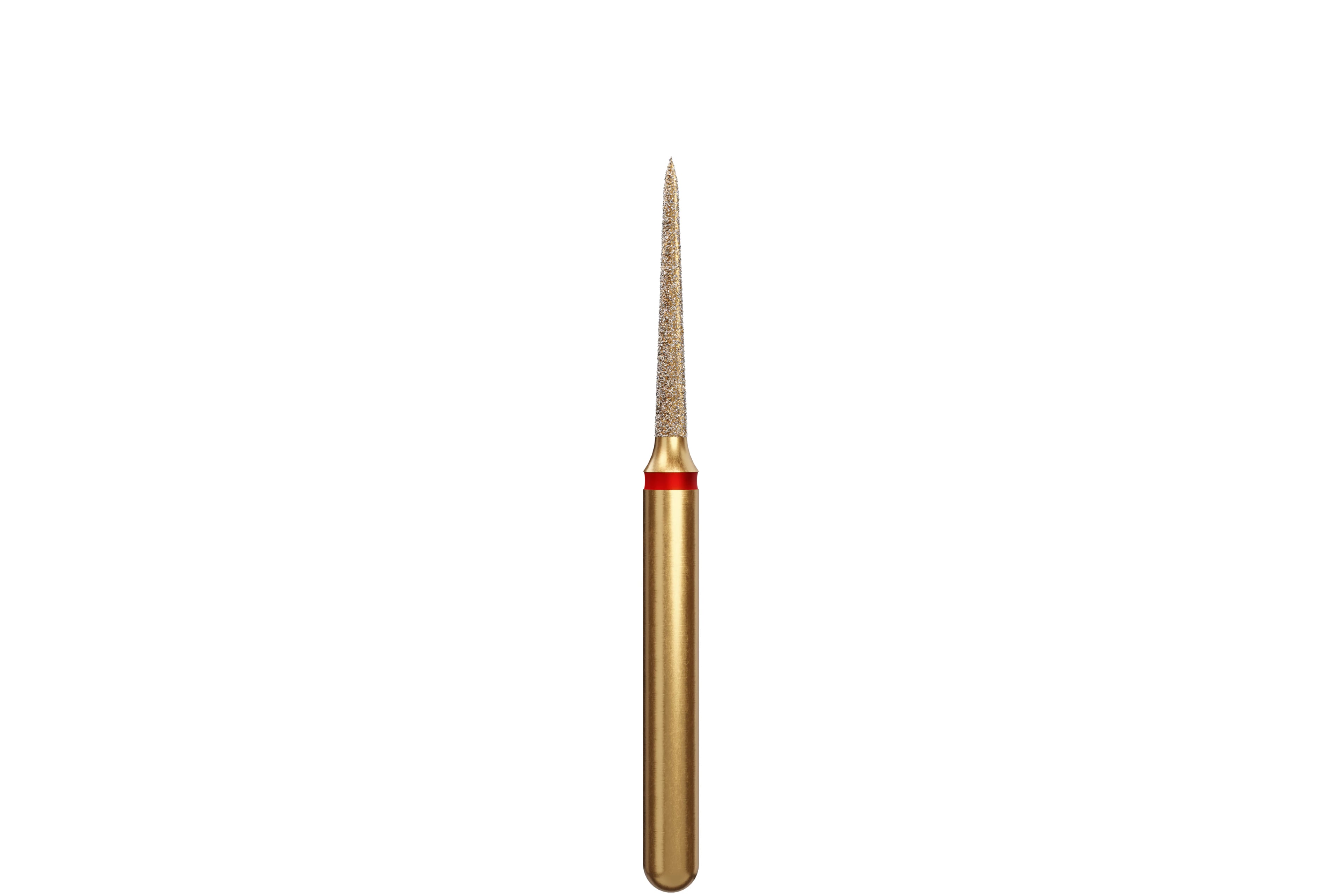 Coltene Alpen Multi-Use Multilayer Diamond Bur, Fine Grit, Tapered Torpedo/Curettage, FG, 1 mm Head Diameter, 8 mm Head Length, 5/Pkg, #878K-010