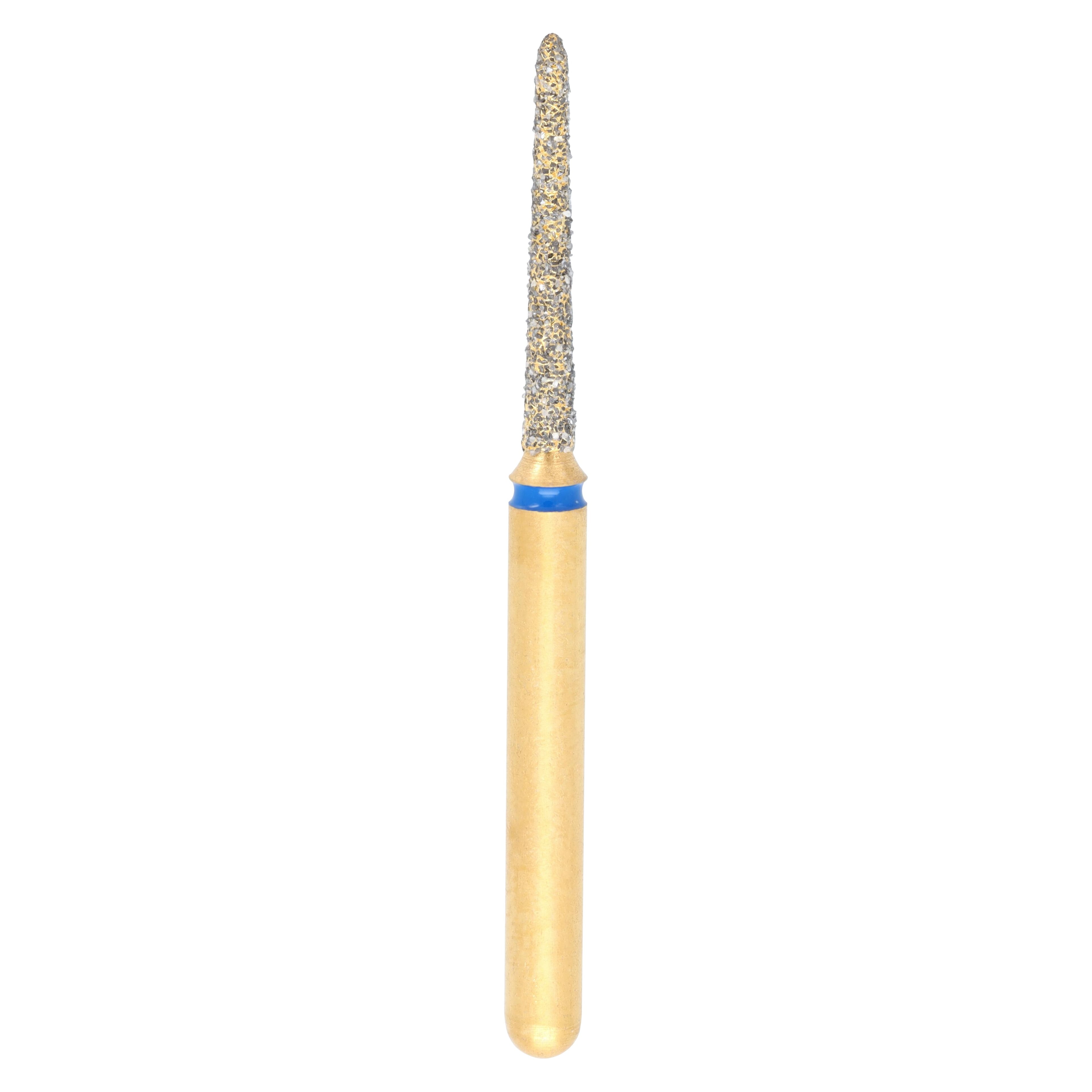 Coltene Alpen Multi-Use Multilayer Diamond Bur, FG, Medium, Tapered Torpedo/Curettage, #878K-010, 1 mm Head Diameter, 8 mm Head Length, 5/Pkg