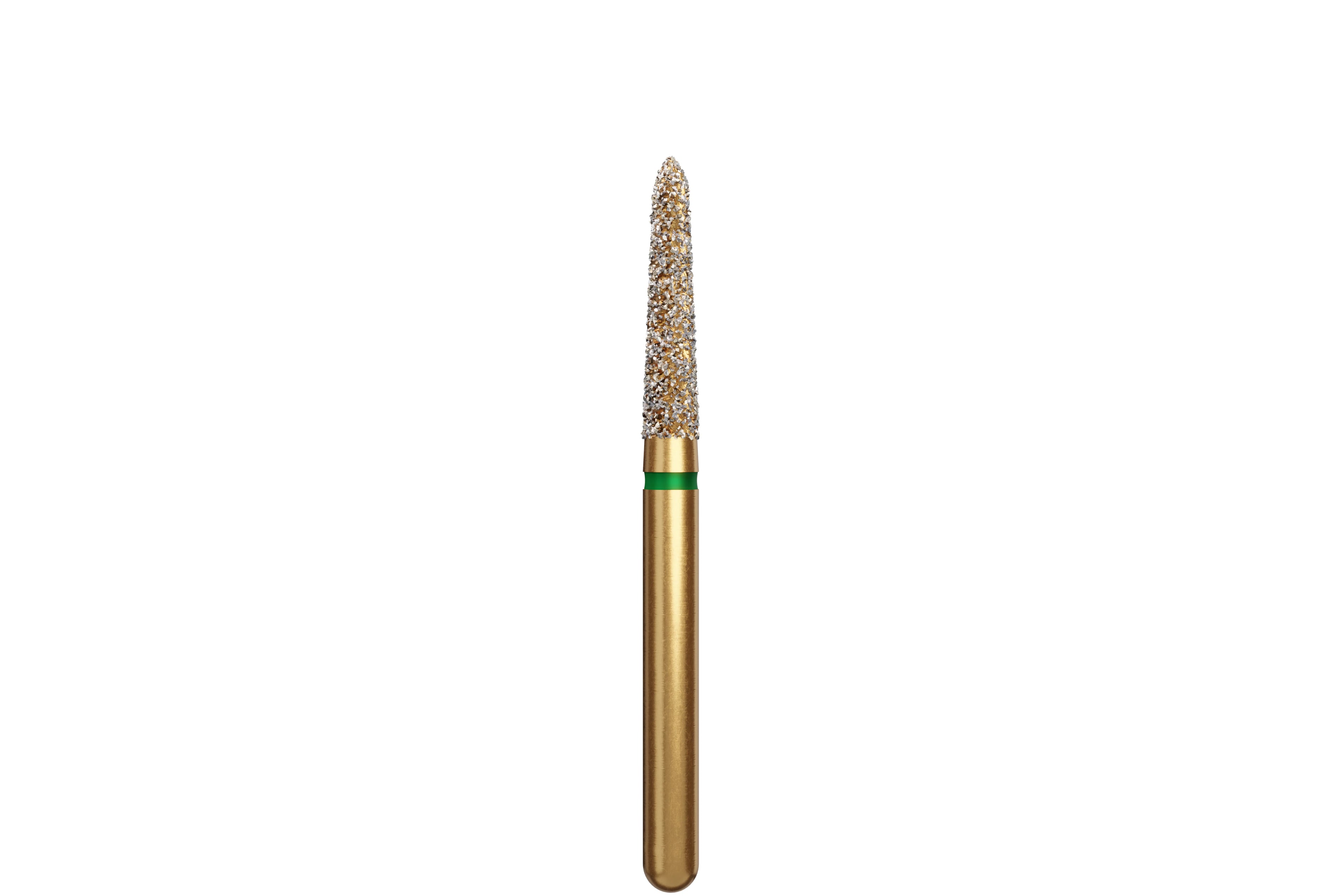 Coltene Alpen Multi-Use Multilayer Diamond Bur, Super Coarse, Tapered Torpedo/Curettage, FG, 1.8 mm Head Diameter, 8 mm Head Length, 5/Pkg, #878K-018