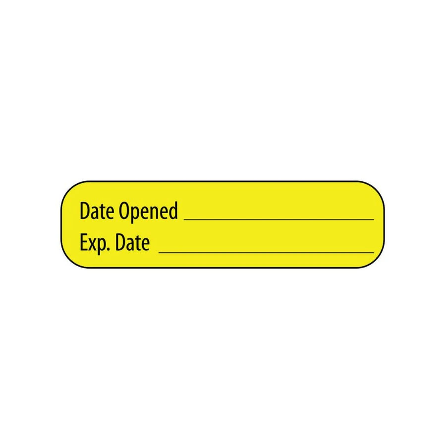 Medvision Pharmacy Label, Date Opened/Exp. Date, Yellow Paper, 1-7/16 x 3/8", 666/Roll