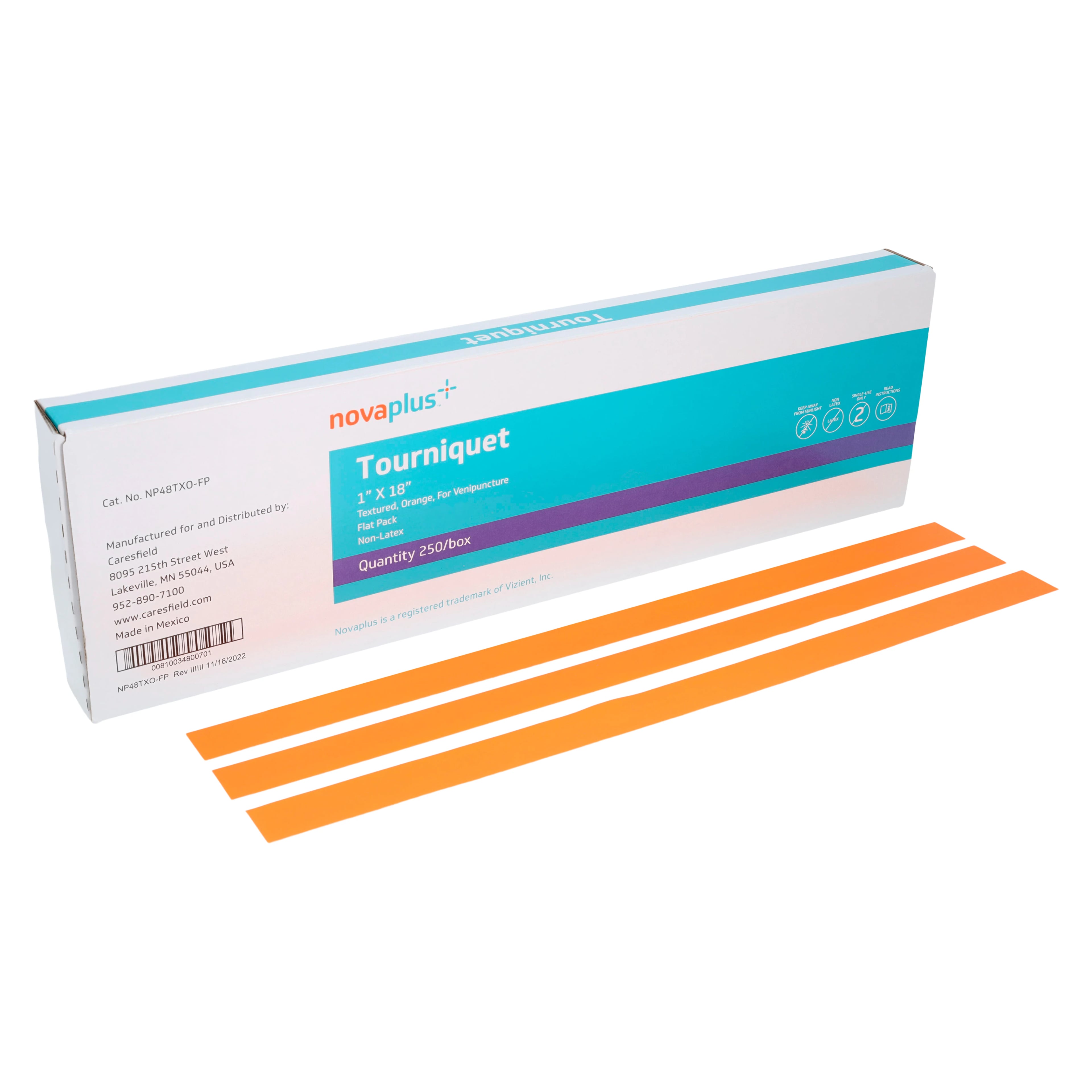 NovaPlus Smooth Tourniquet, 1" x 18", Green, Latex-Free, Disposable, 500/Case