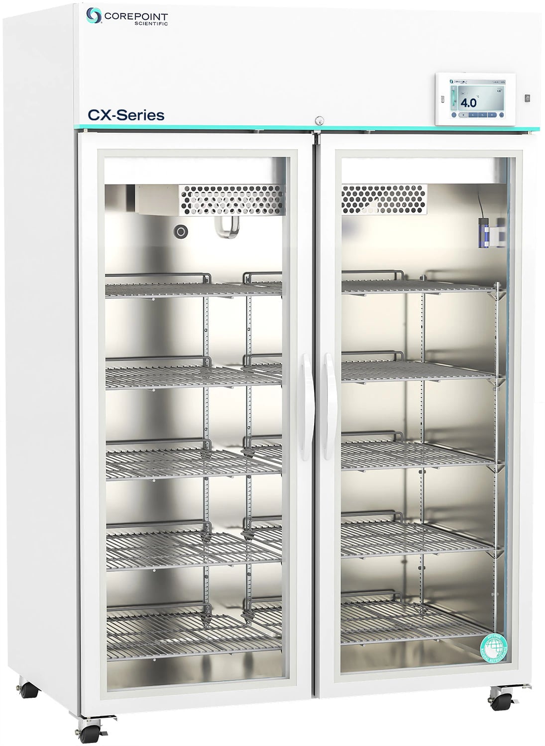Corepoint Laboratory Refrigerator, Glass Door, 49 Cu Ft, 2 Glass Doors, Right Hinge, 1-10°C, Cycle Defrost, 01KT0J07WSMSR4J0Y2Y0XHE35A