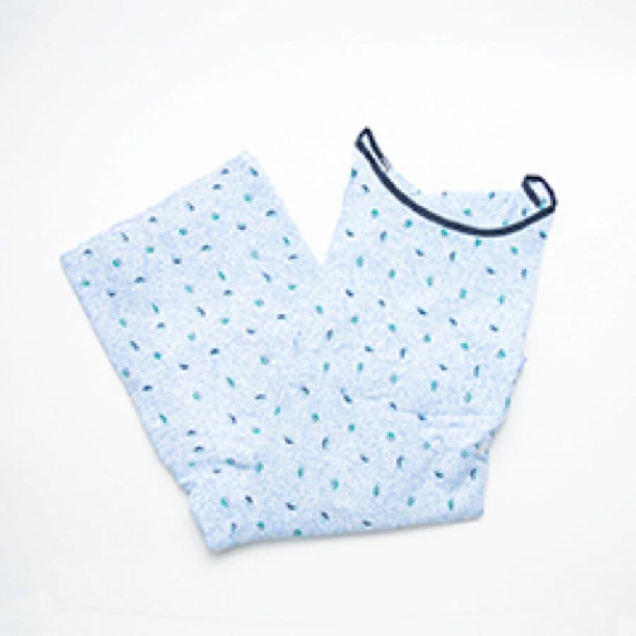 Calderon Textiles Patient Gown, Adult, Unisex, Blue Print, 100% Polyester, Reusable, 12/Case
