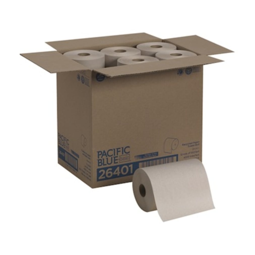 Georgia Pacific Professional Blue Basic Nonperforated Paper Towels, Hardwound Roll, Recycled, 12/Case, 26401